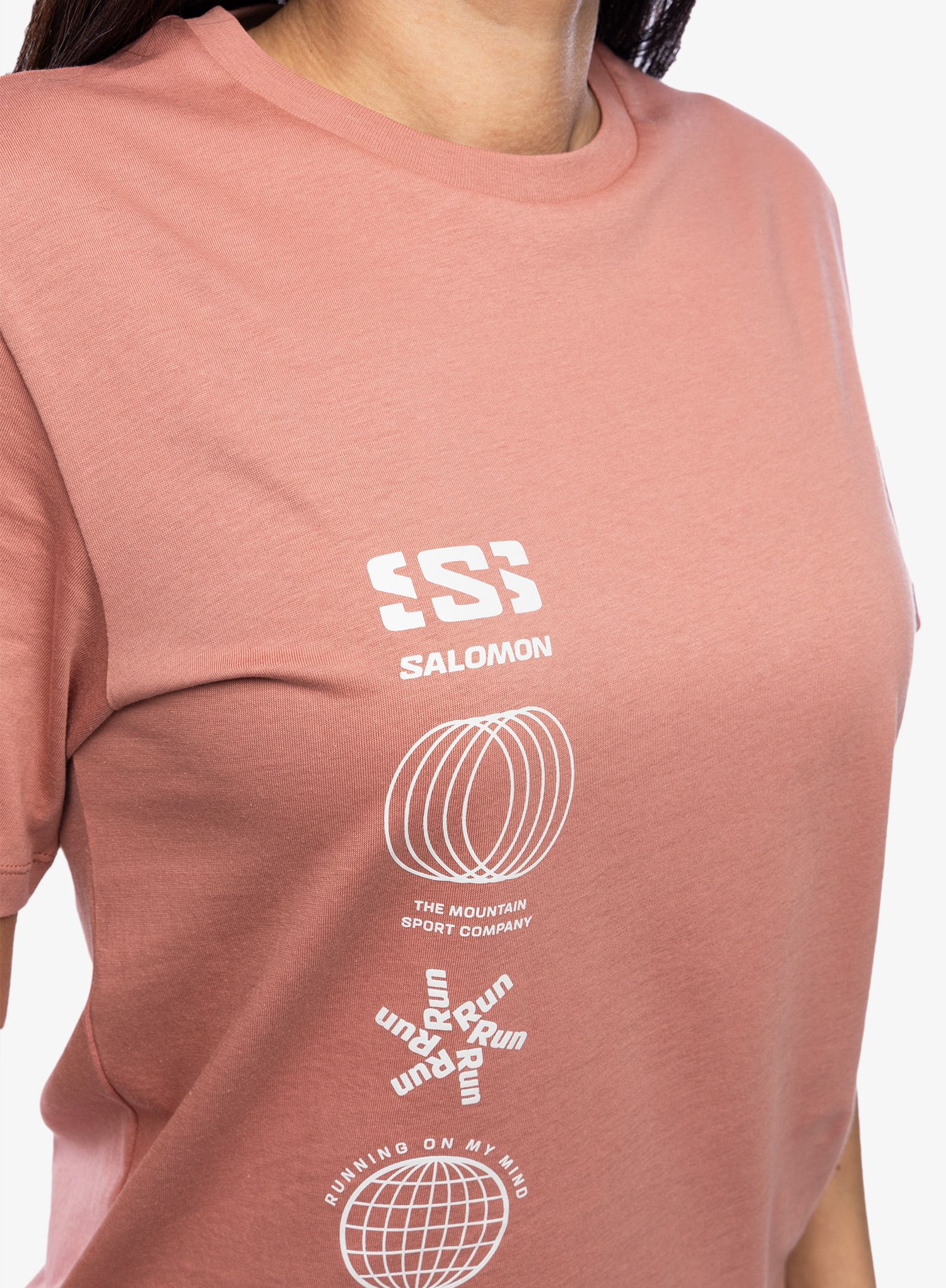 Ženska majica s potiskom Salomon Logo Combo S/S  - light mahogy