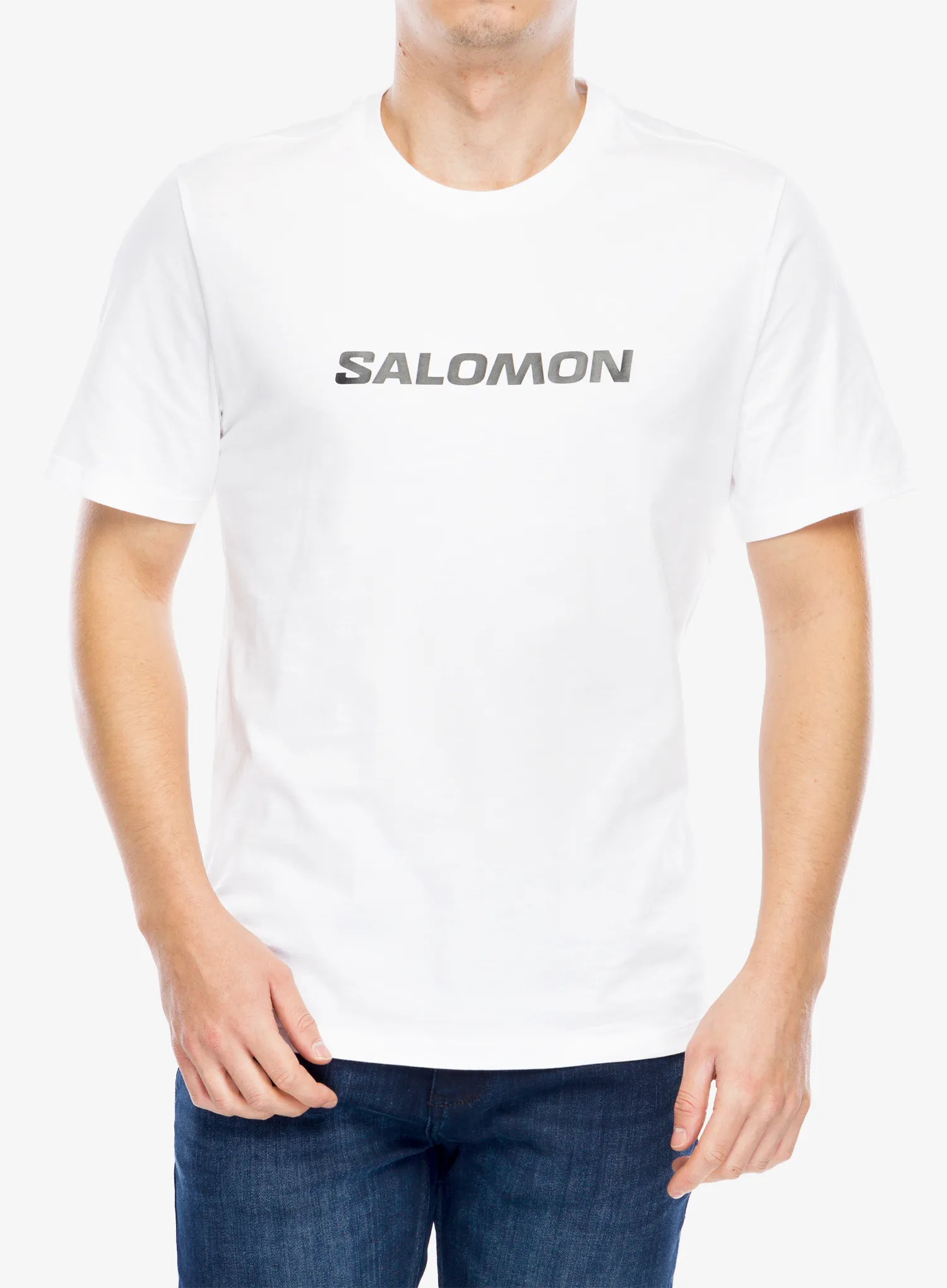 Bombažna majica Salomon Logo Perf S/S Tee - white