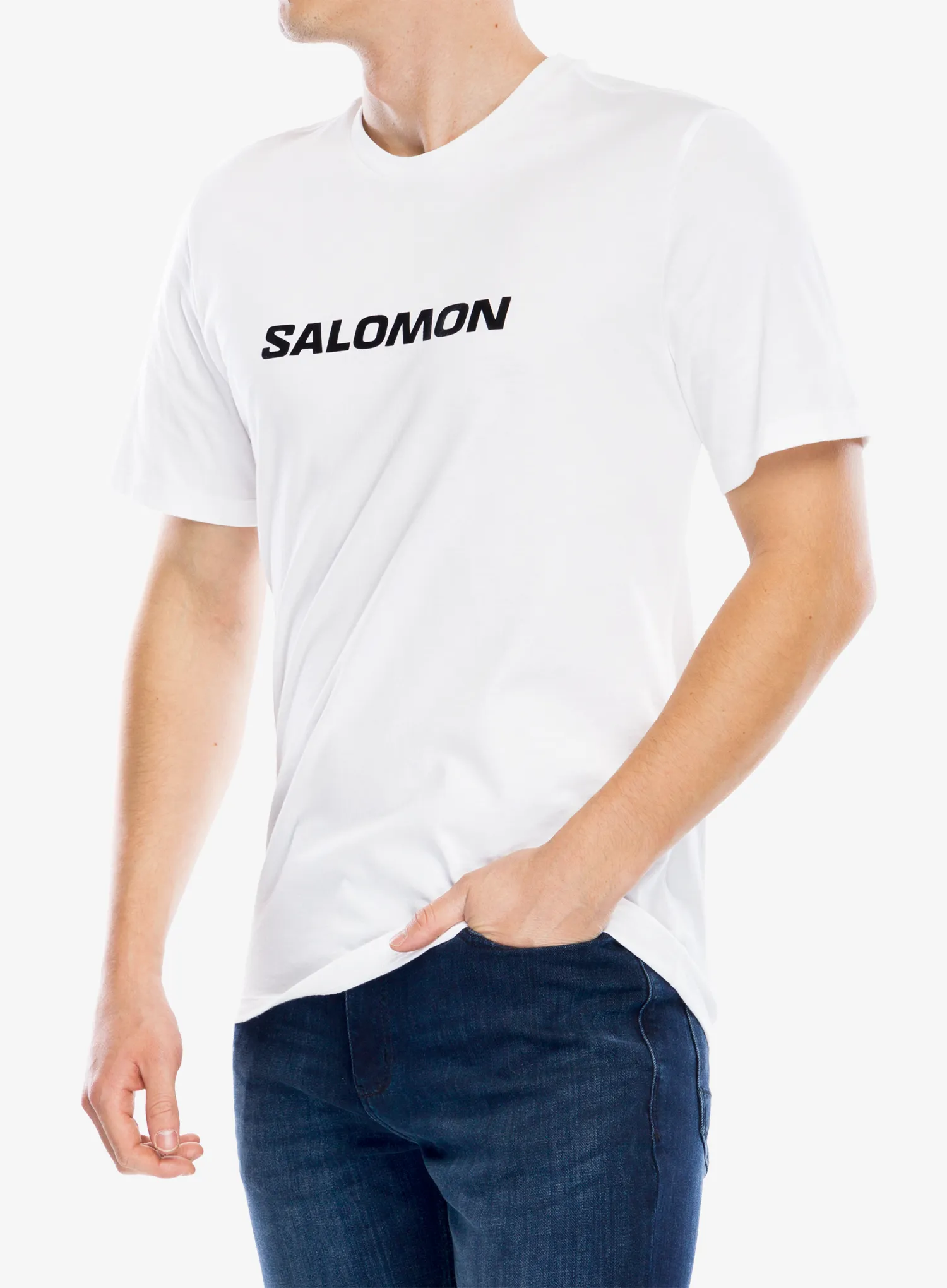 Bombažna majica Salomon Logo Perf S/S Tee - white