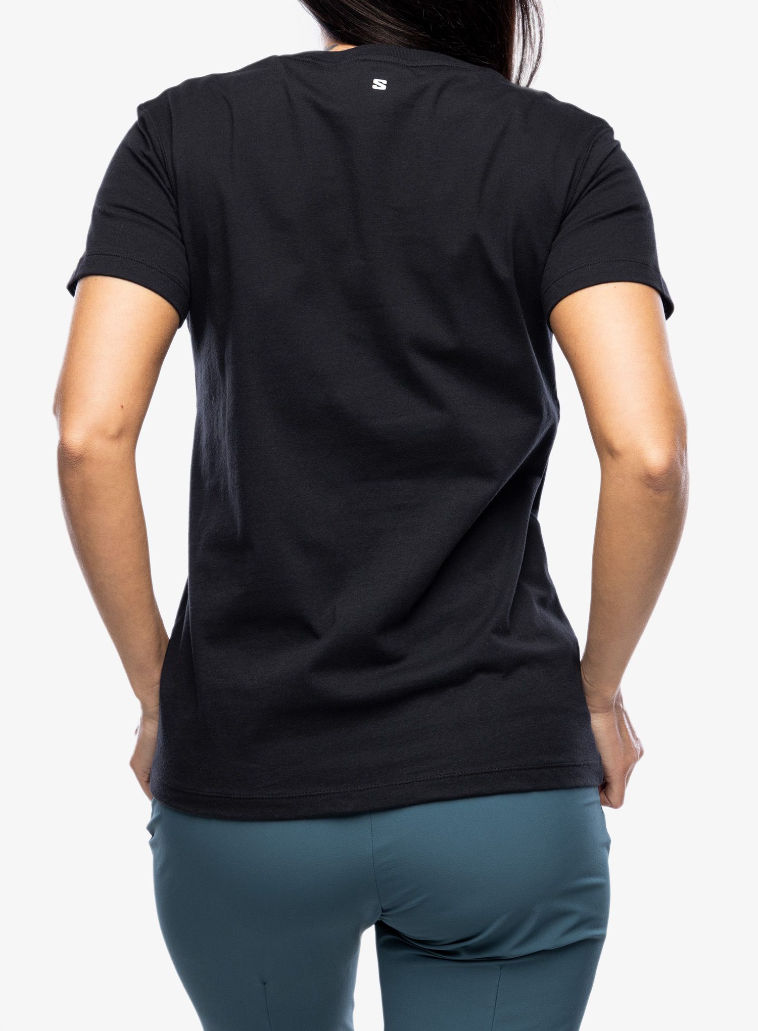 Ženska majica s potiskom Salomon Logo S/S  - deep black