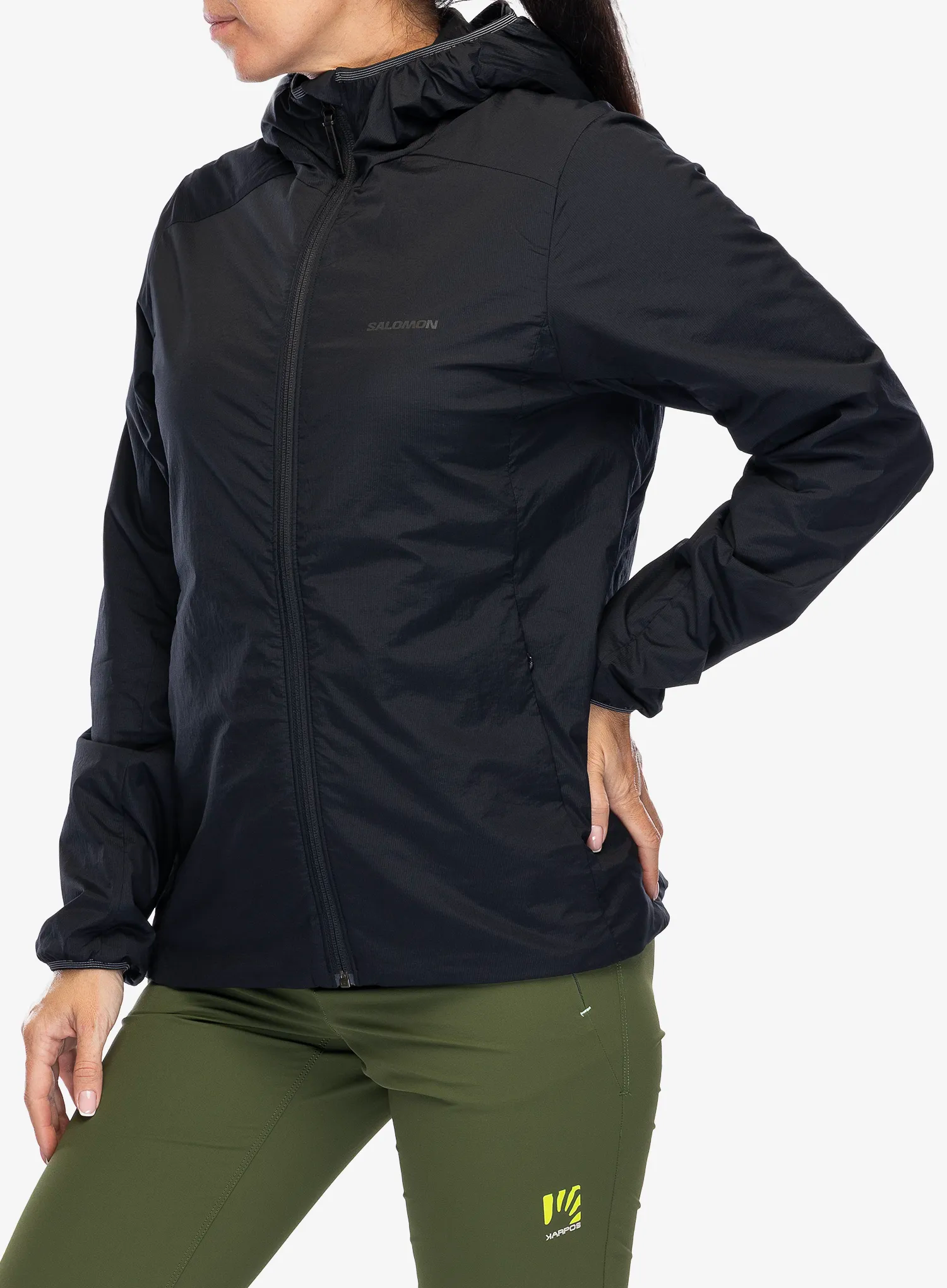 Ženska sintetična jakna Salomon Mountain Flex Jacket Hood - deep black