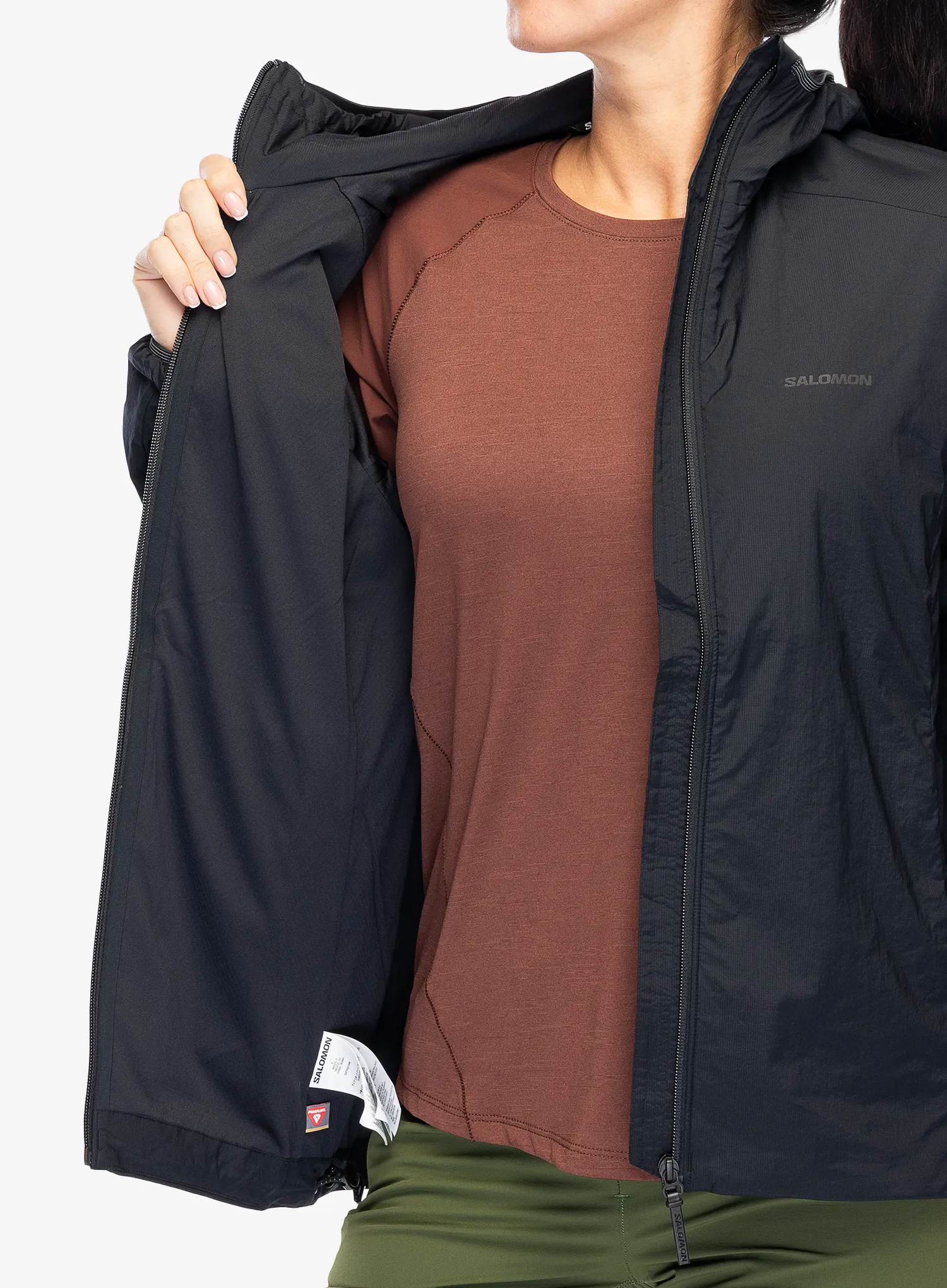 Ženska sintetična jakna Salomon Mountain Flex Jacket Hood - deep black
