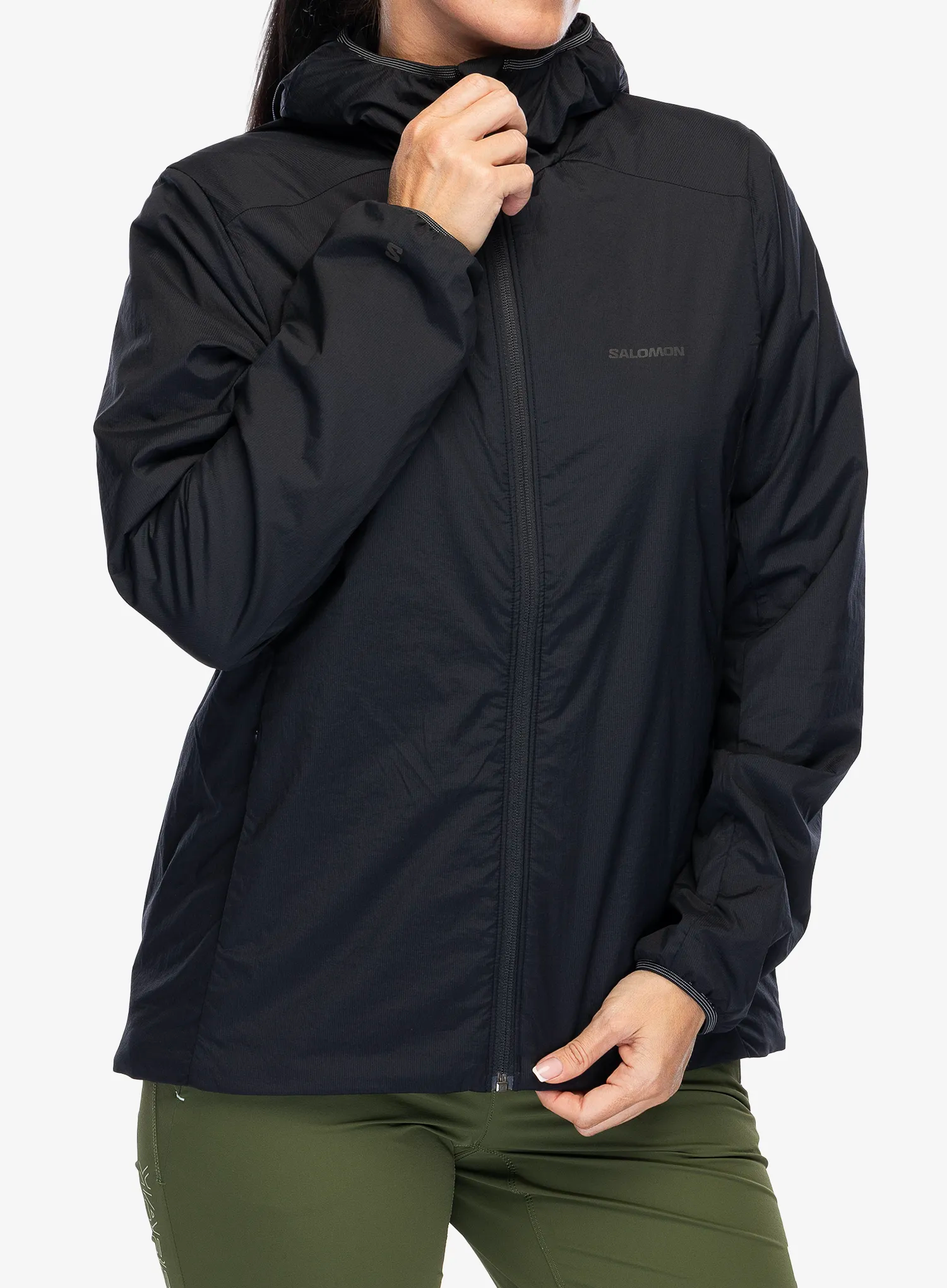 Ženska sintetična jakna Salomon Mountain Flex Jacket Hood - deep black