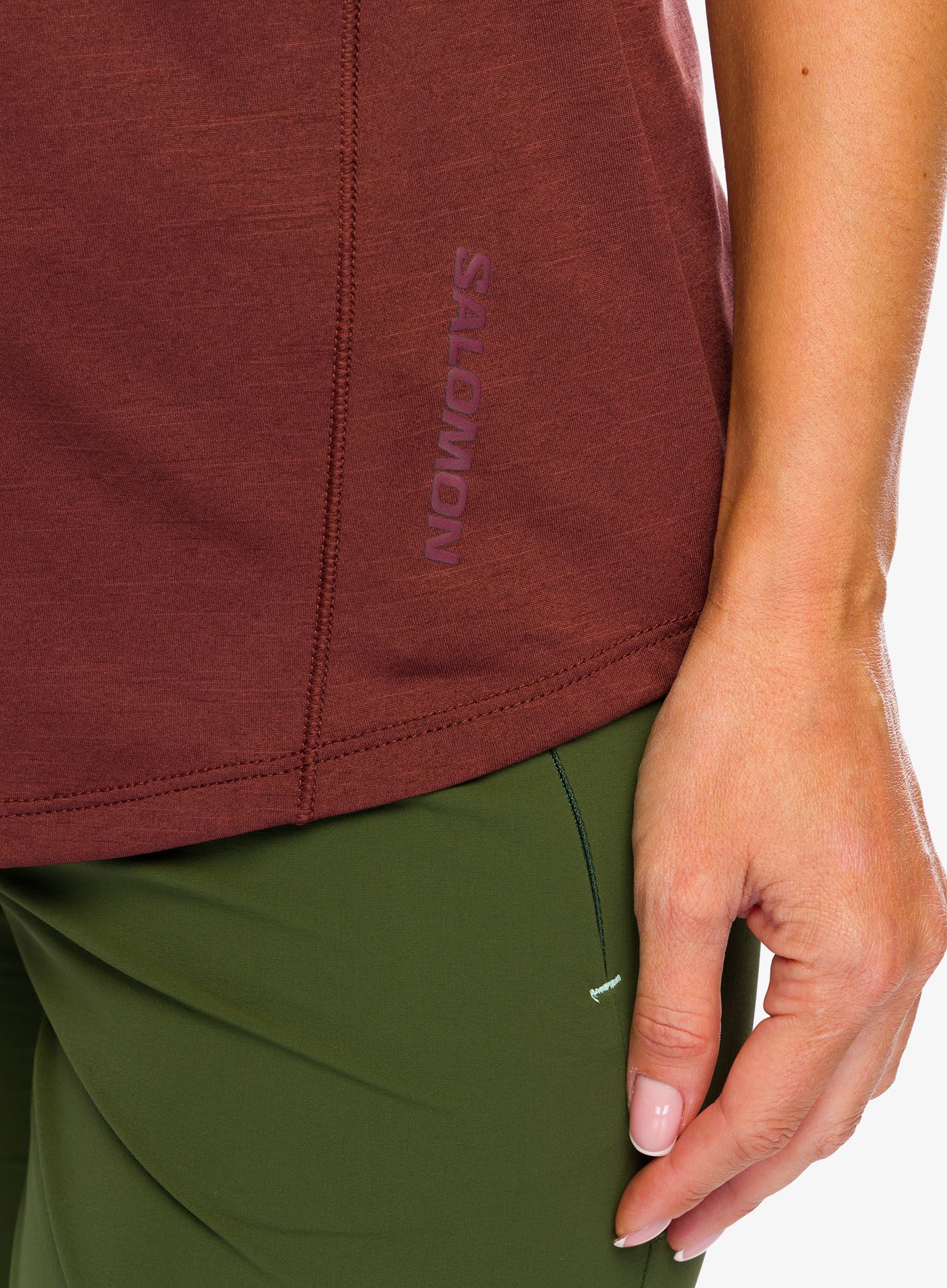 Ženska športna majica Salomon Outline S/S Tee - rum raisin