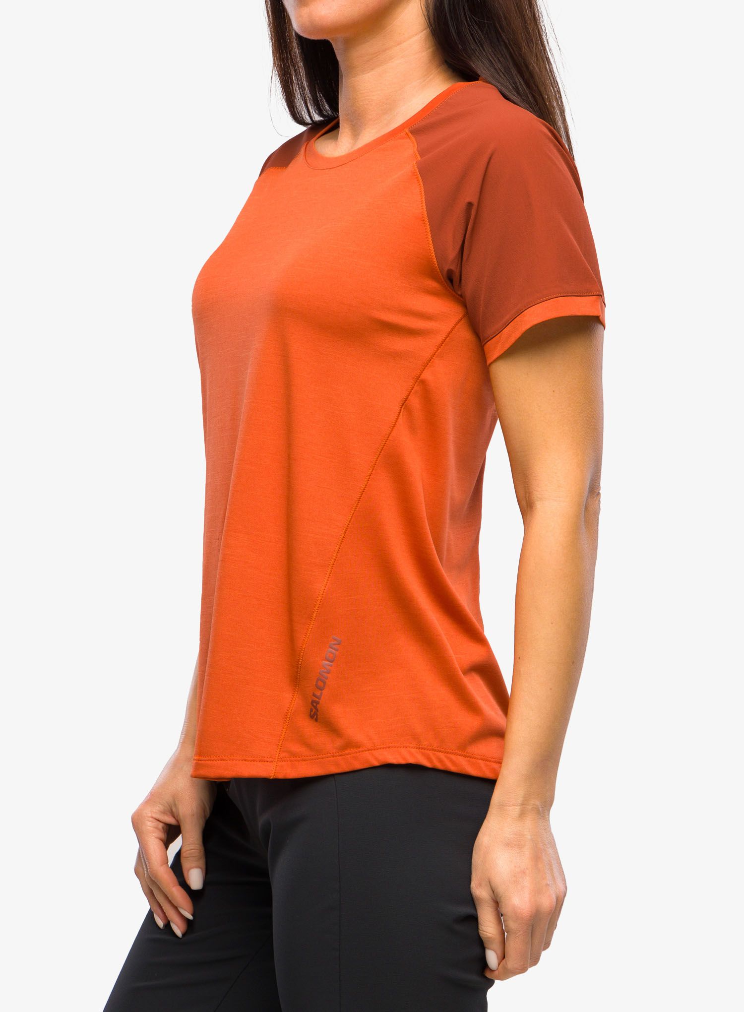 Ženska športna majica Salomon Outline Tee - burnt ochre/burnt henna