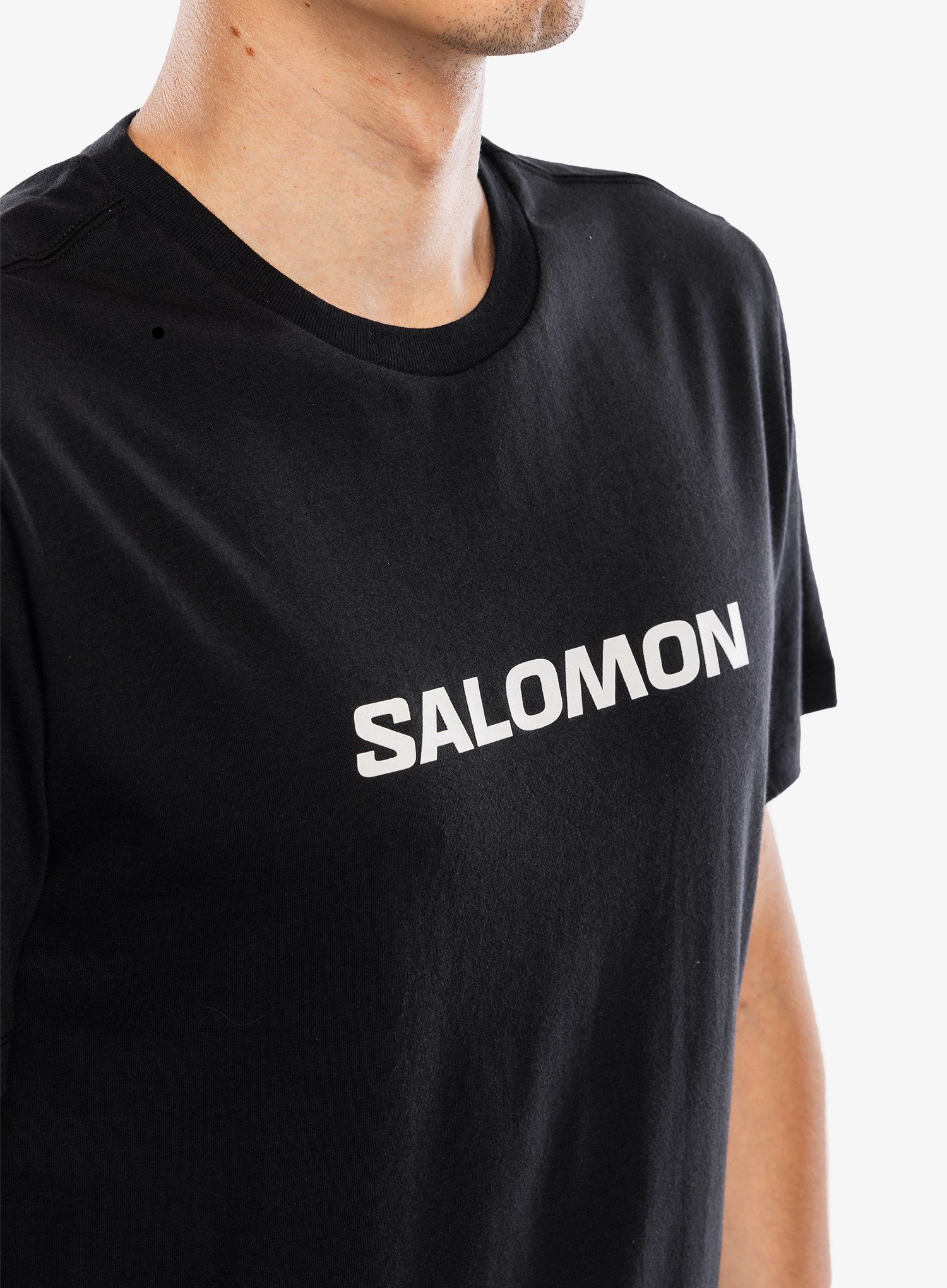 Bombažna majica Salomon Logo Perf S/S Tee - deep black