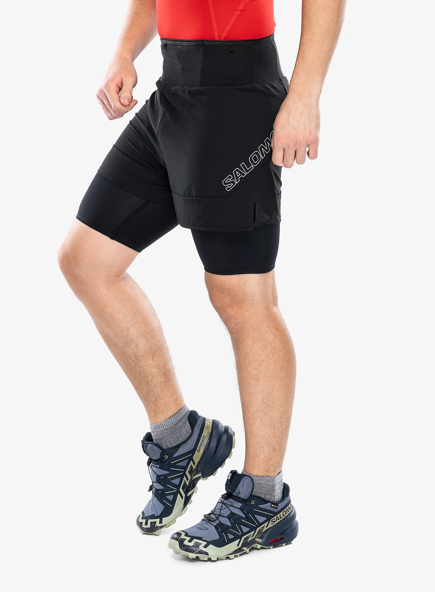 Tekaške kratke hlače Salomon Sense 2in1 Shorts - deep black