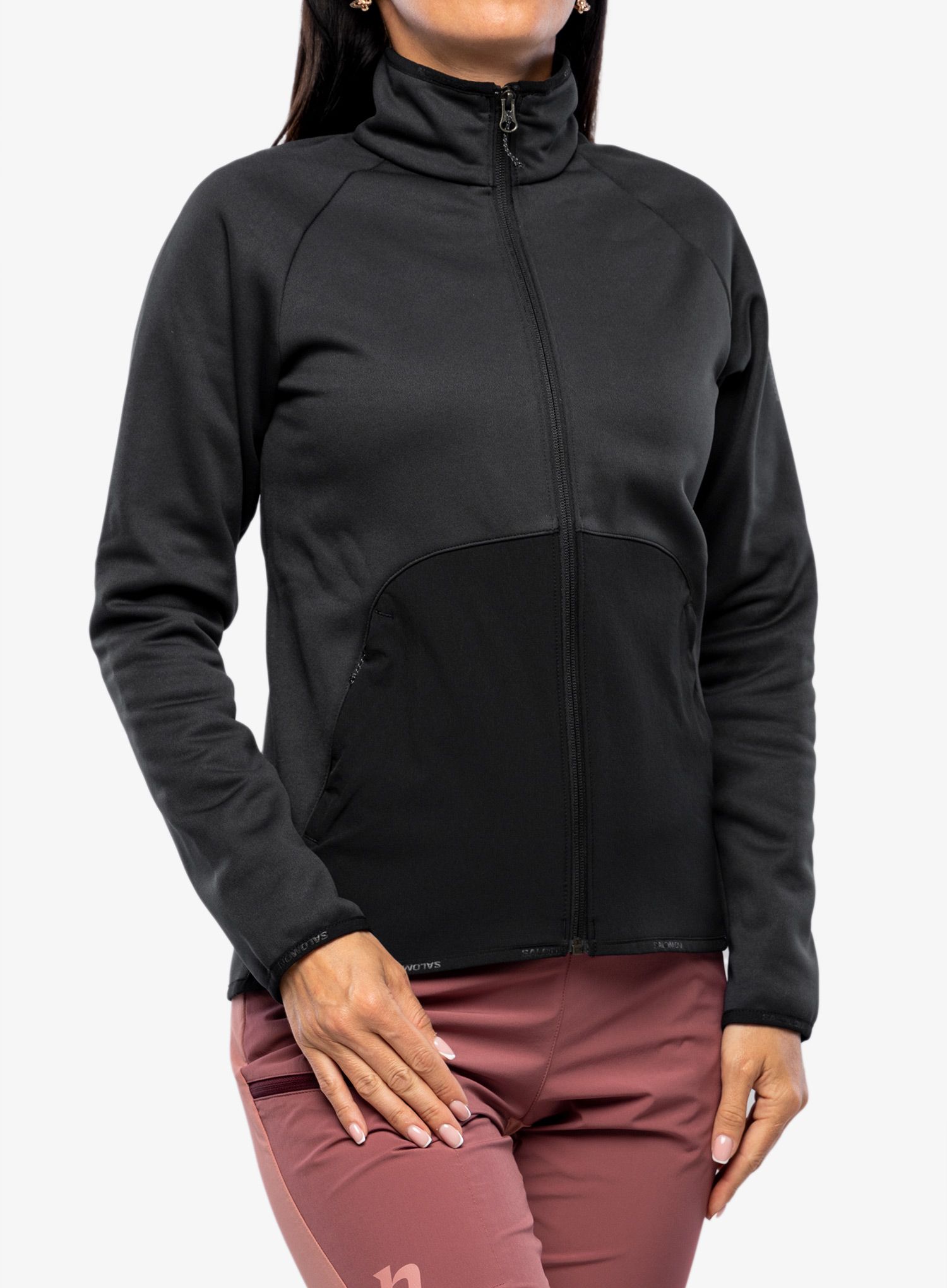 Ženska jopica z zadrgo Salomon Essential Warm Fz Mid - deep black