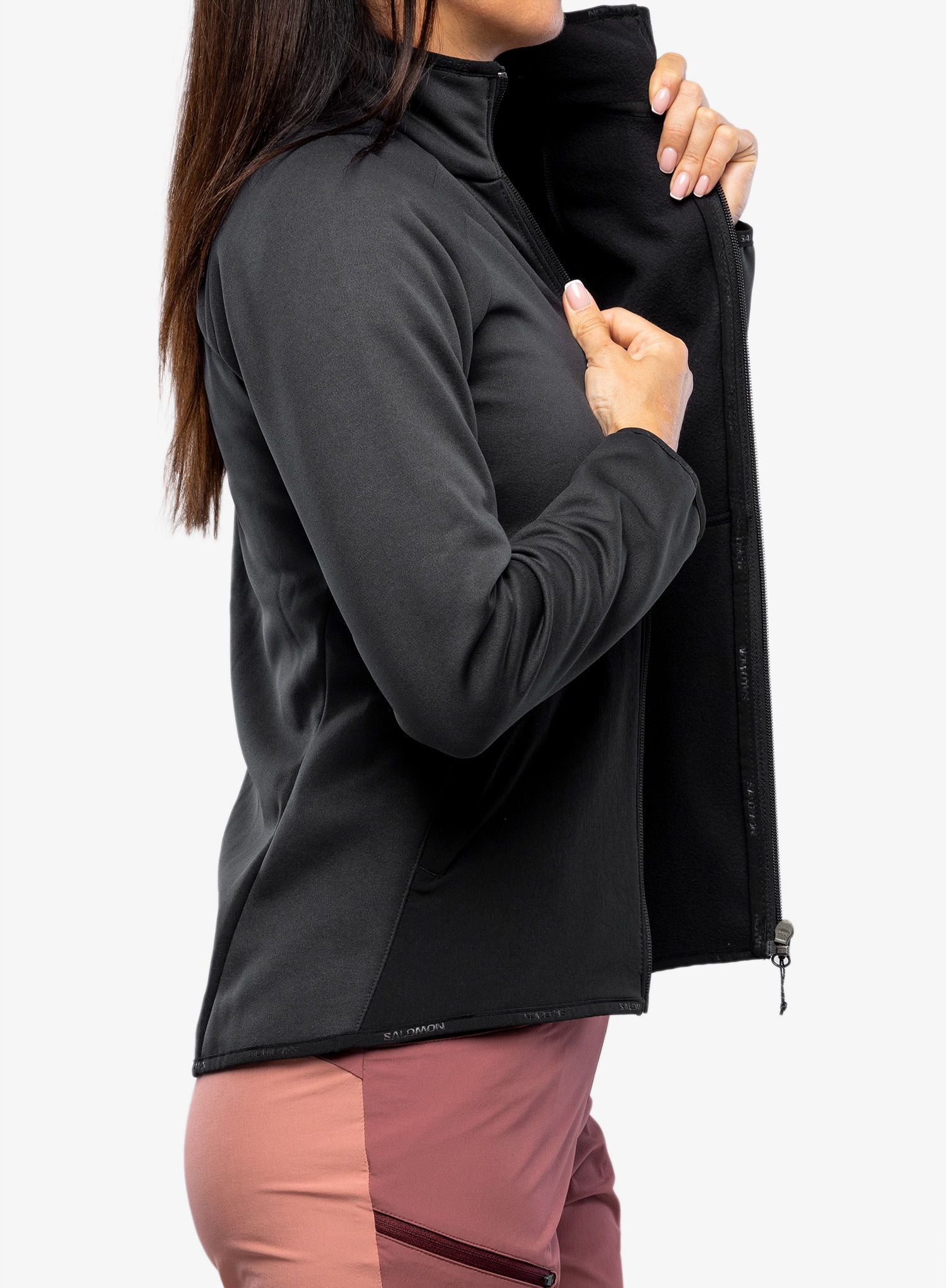Ženska jopica z zadrgo Salomon Essential Warm Fz Mid - deep black