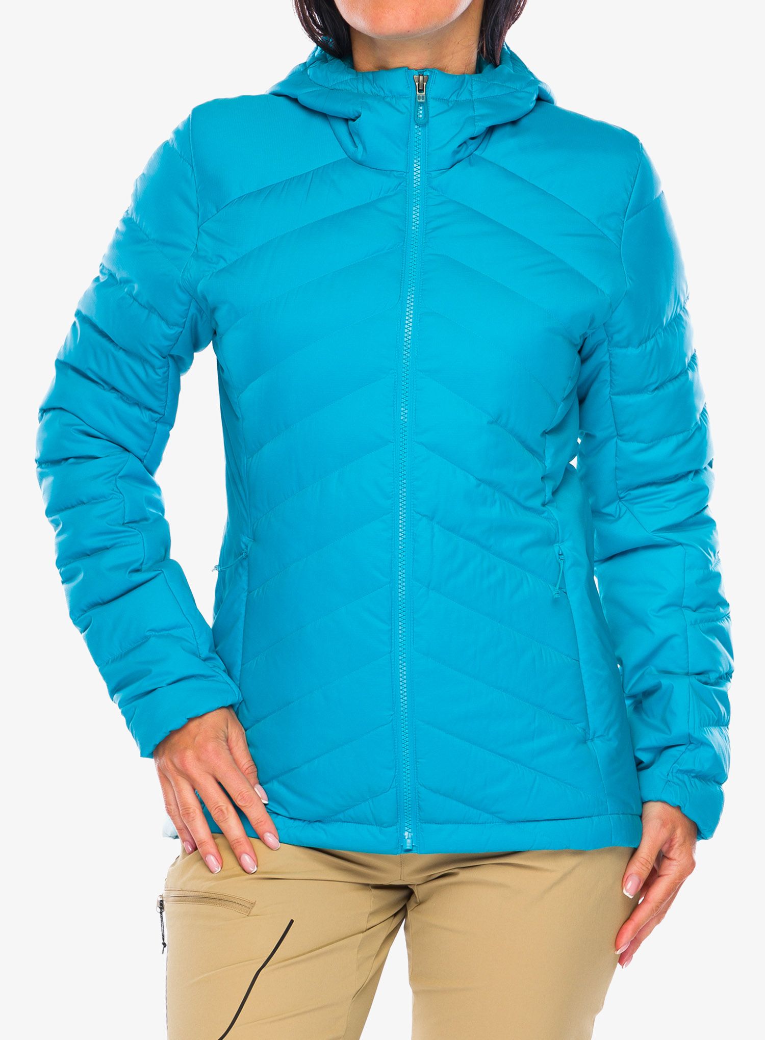 Ženska puhovka Salomon Transition Down Hoodie - barrier reef