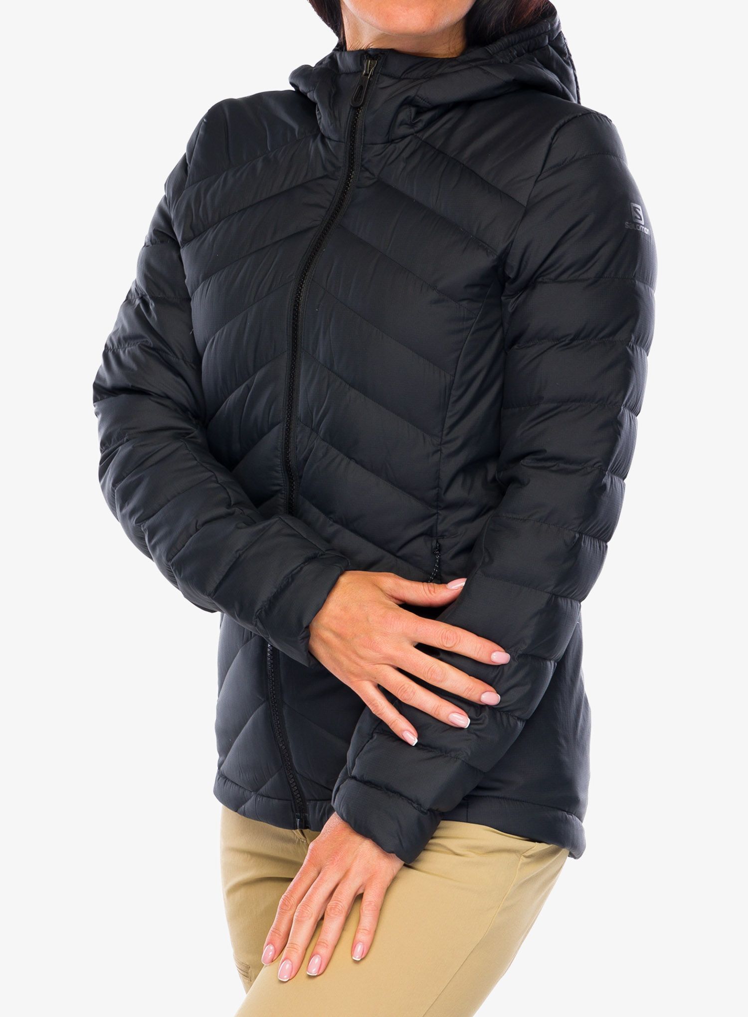 Ženska puhovka Salomon Transition Down Hoodie - black