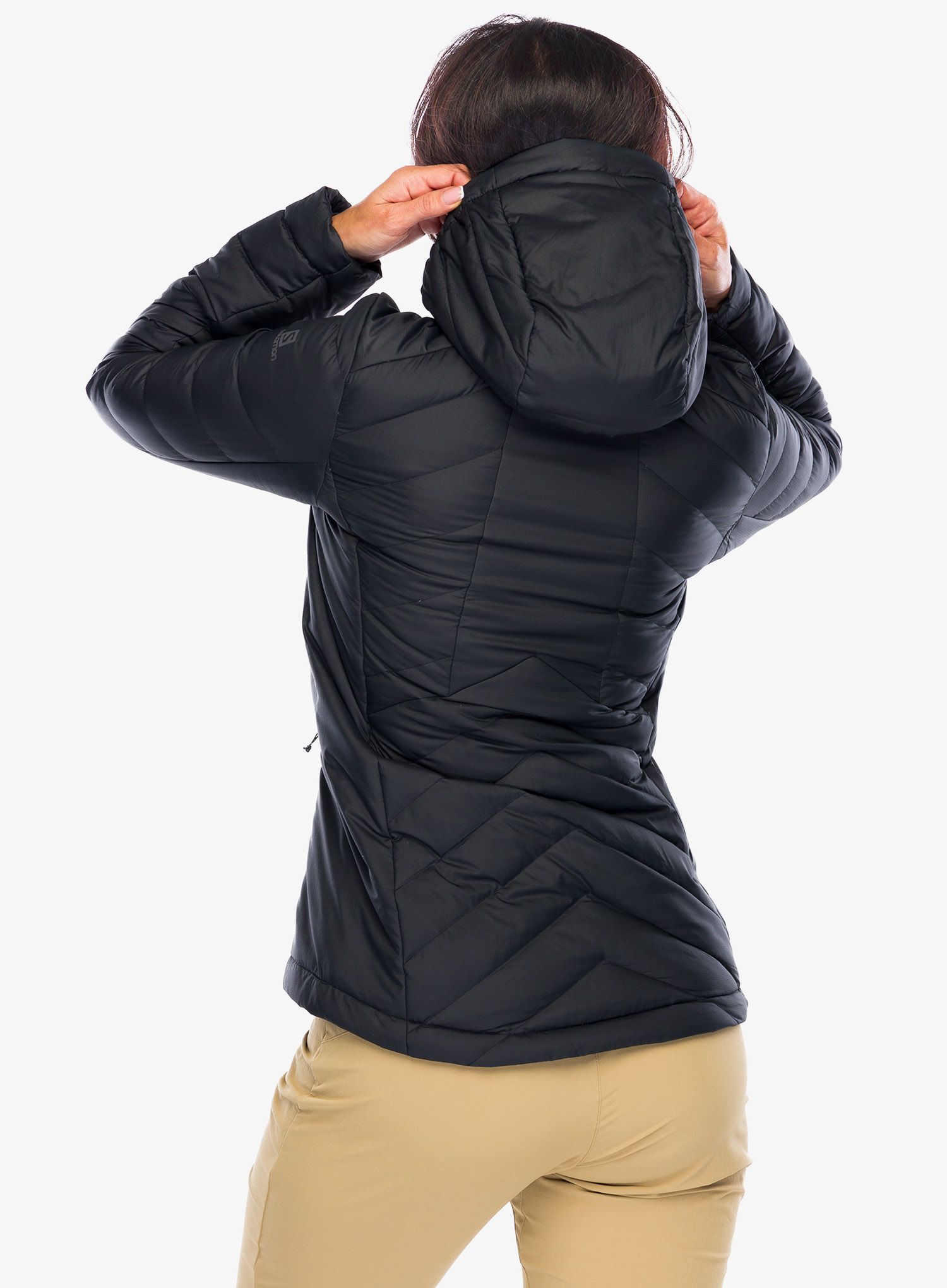 Ženska puhovka Salomon Transition Down Hoodie - black