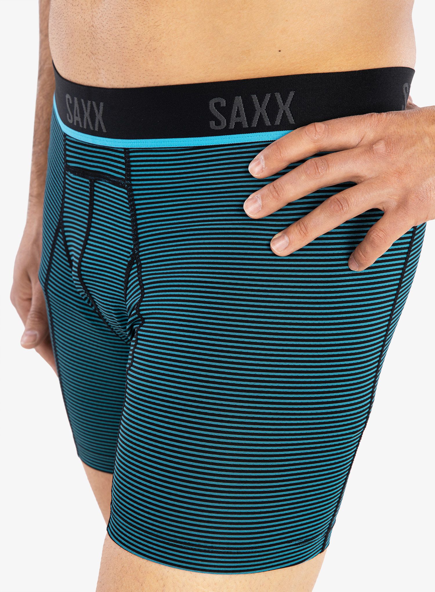 Boksarice Saxx Kinetic HD Boxer Brief - cool blue feed stripe