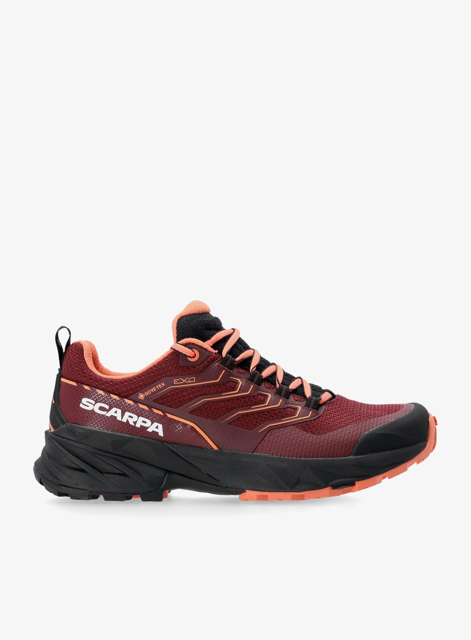 Ženski nizki pohodniški čevlji Scarpa Rush 2 GTX - burgundy/dusty orange