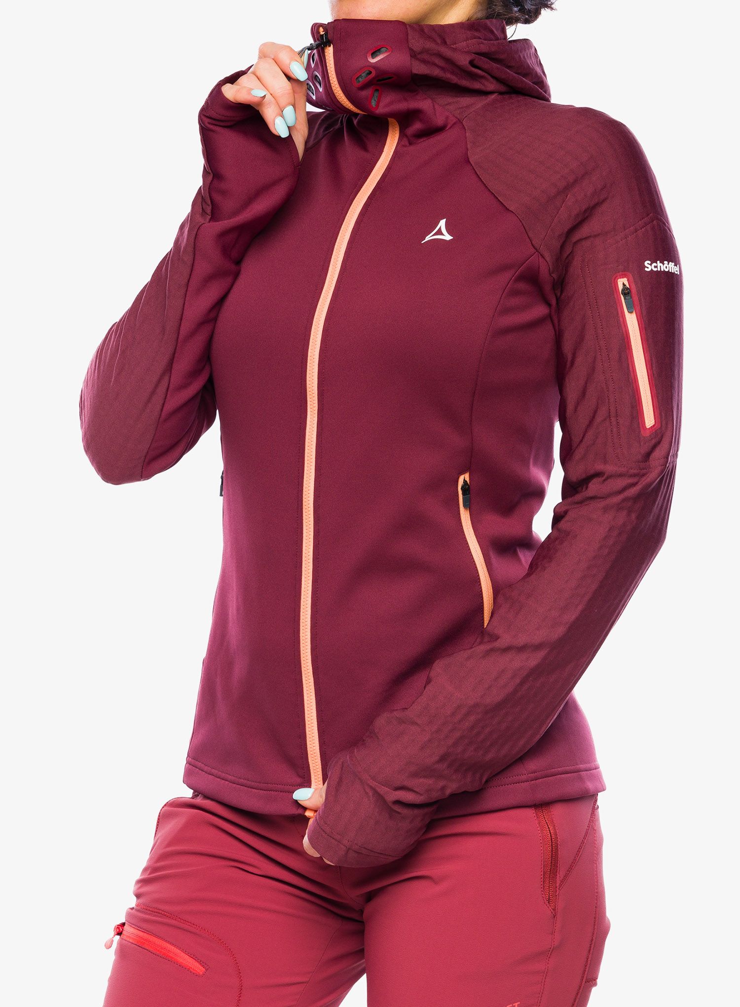 Ženska jopica Schoffel Fleece Hoody Rotbach - dark burgundy
