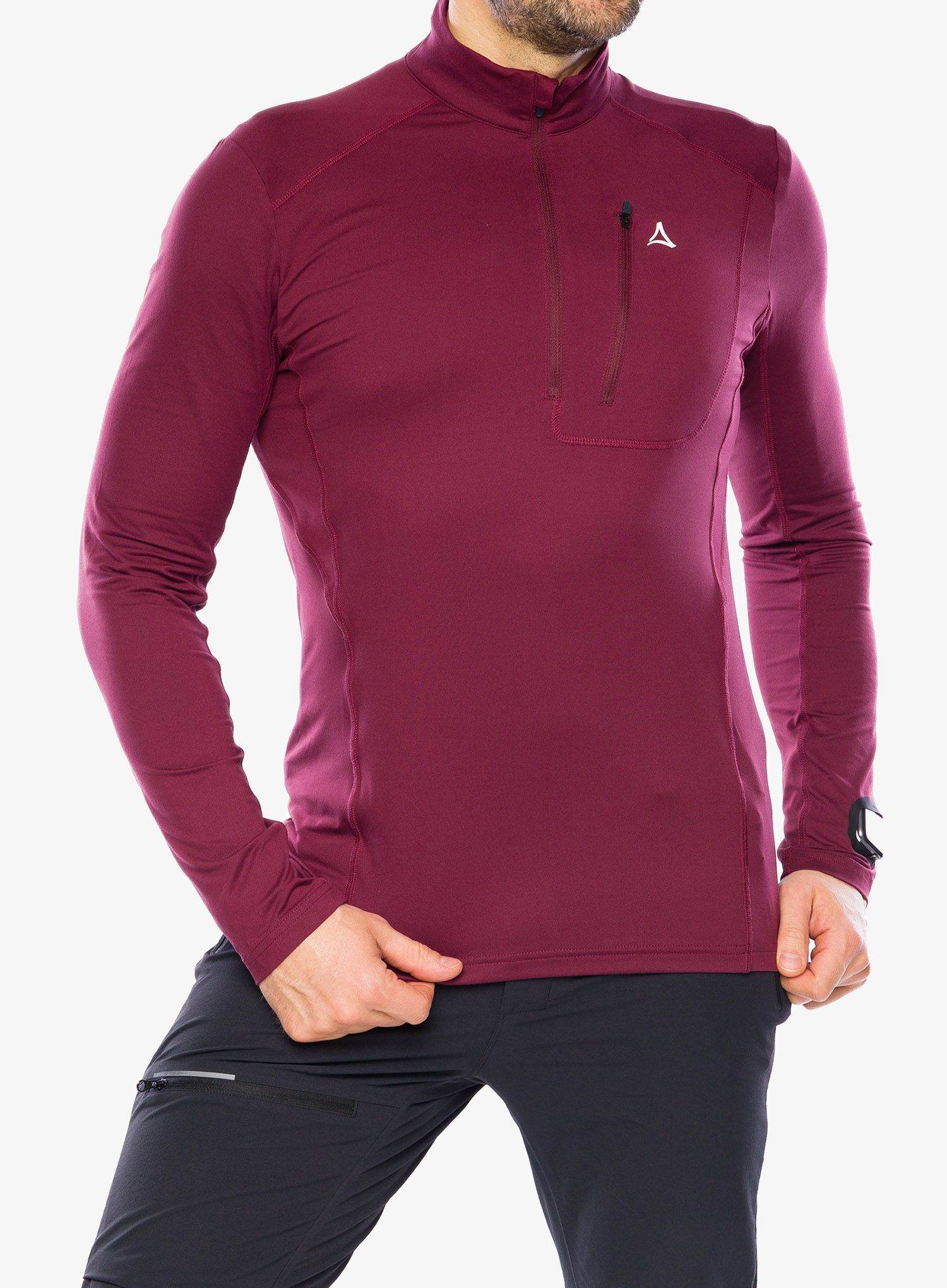 Jopica z zadrgo Schoffel Longsleeve Berwang - dark burgundy