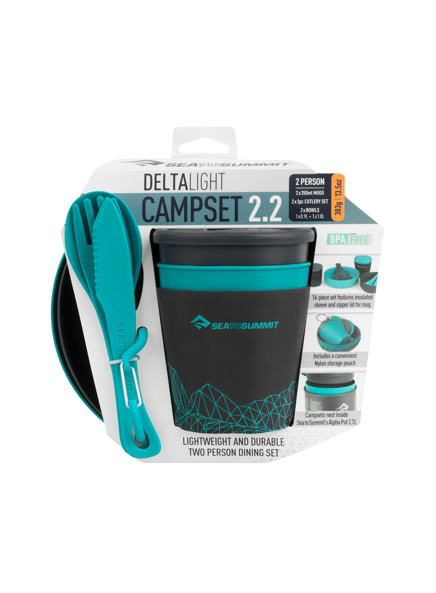 Komplet posode Sea To Summit DeltaLight Camp Set 2.2 (2 mugs, 2 Bowls) - blue
