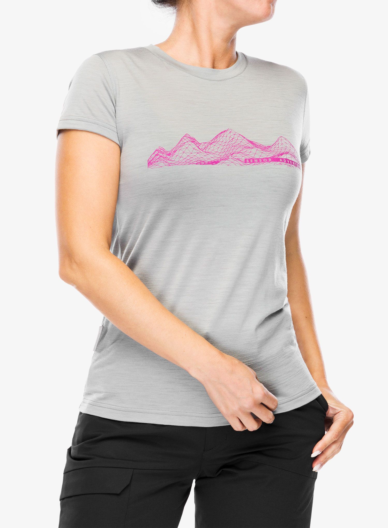 Ženska majica Sensor Merino Active PT Tee S/S - grey mountains