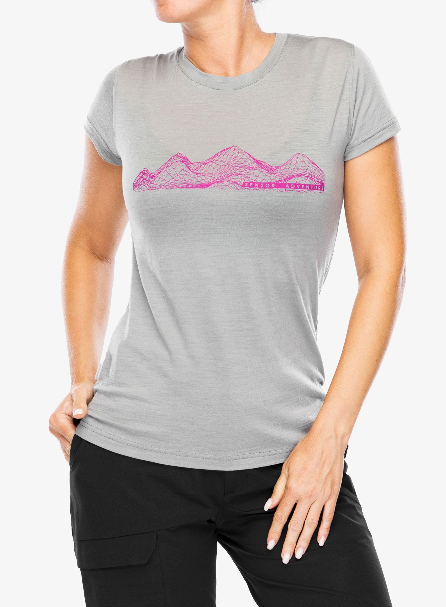 Ženska majica Sensor Merino Active PT Tee S/S - grey mountains