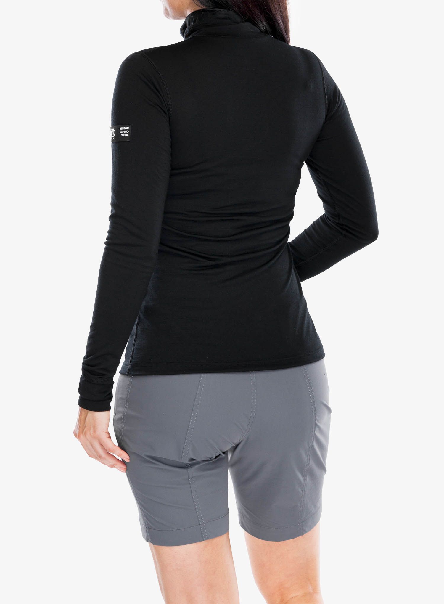 Ženska termo flis jopa Sensor Merino Active Tee L/S Zip - black