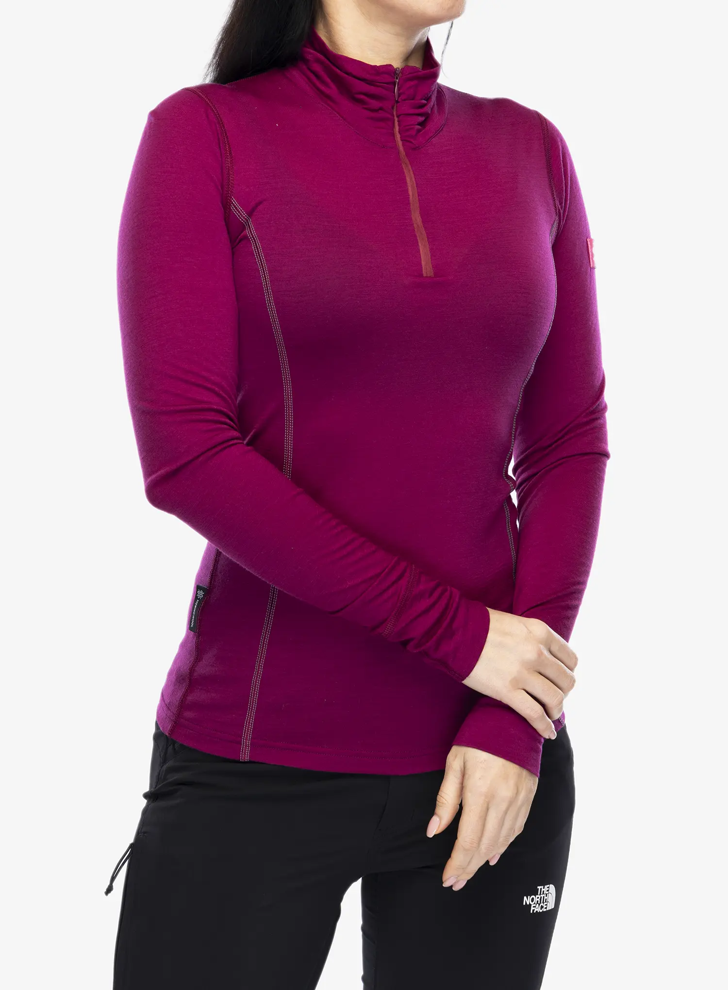 Ženska termo flis jopa Sensor Merino Active Tee L/S Zip - lilla