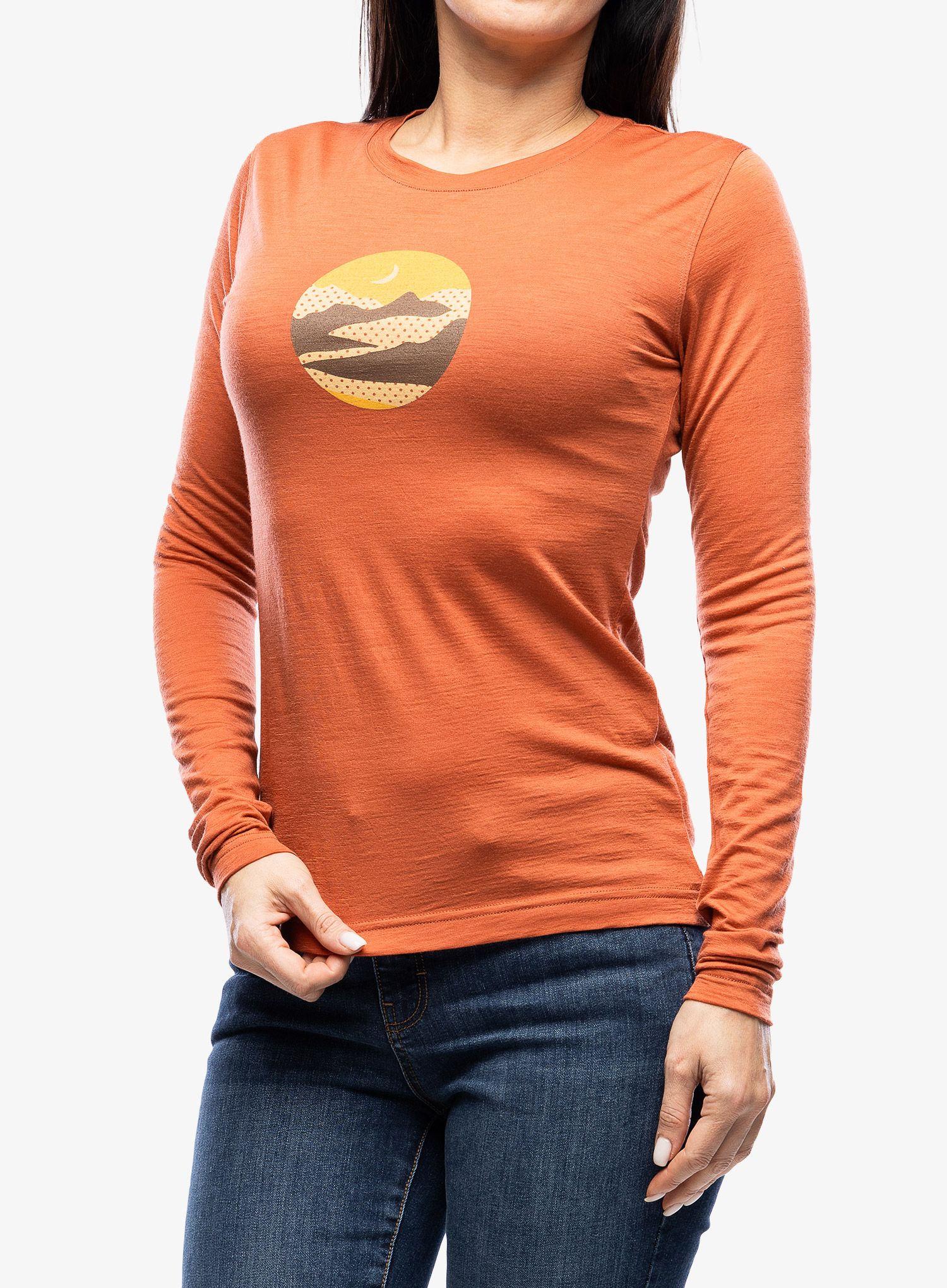 Ženska termo flis jopa Sensor Merino Active Triglav Tee LS - terracotta