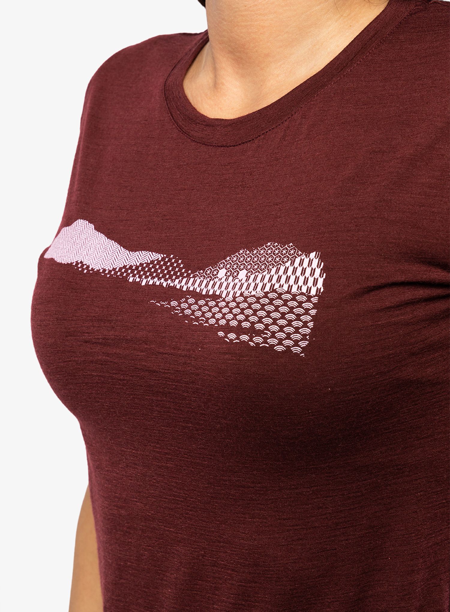 Majica s potiskom ženska Sensor Merino Air PT Tee SS Hills - port red
