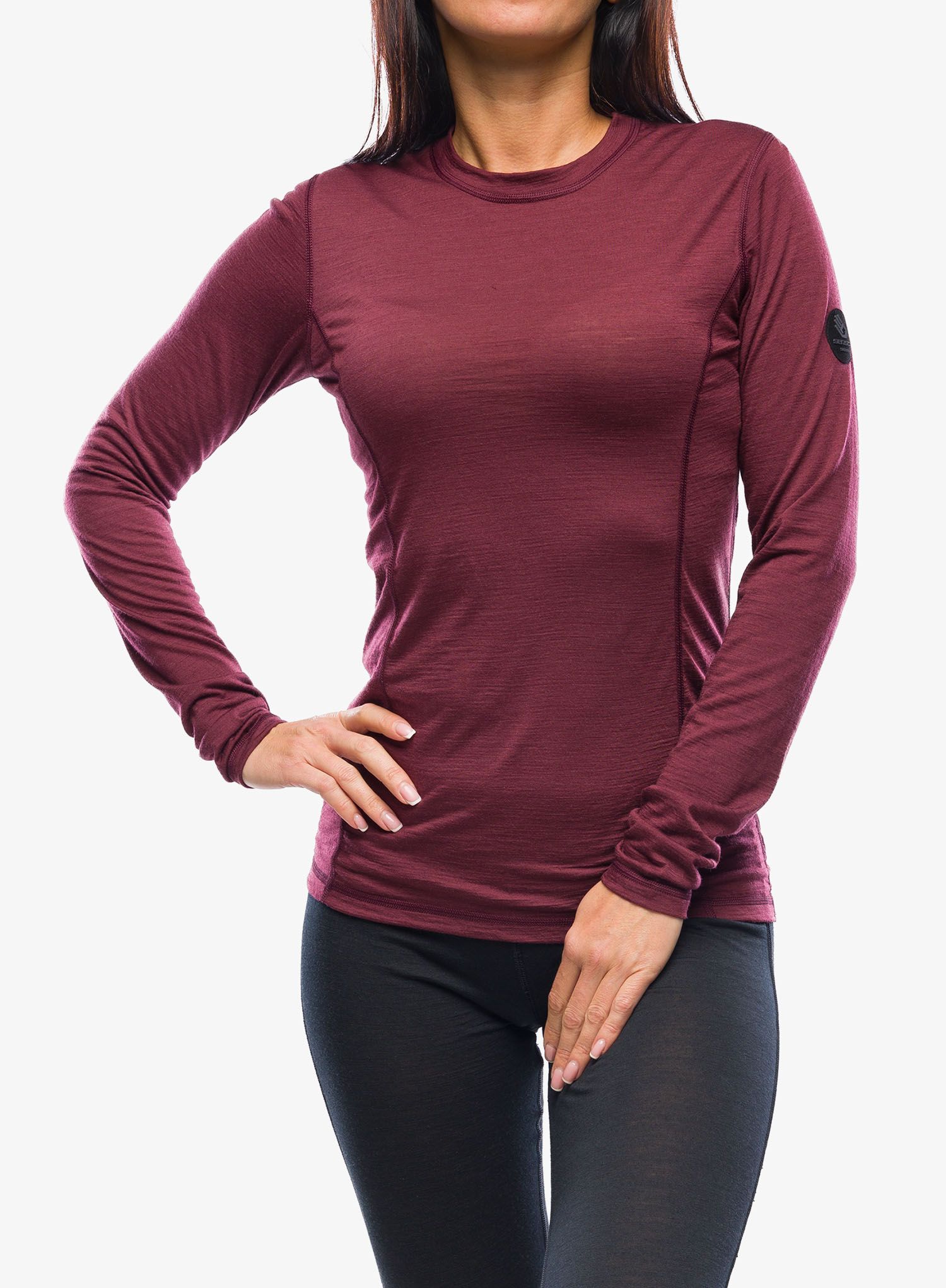 Ženska termo flis jopa Sensor Merino Air Tee LS - port red