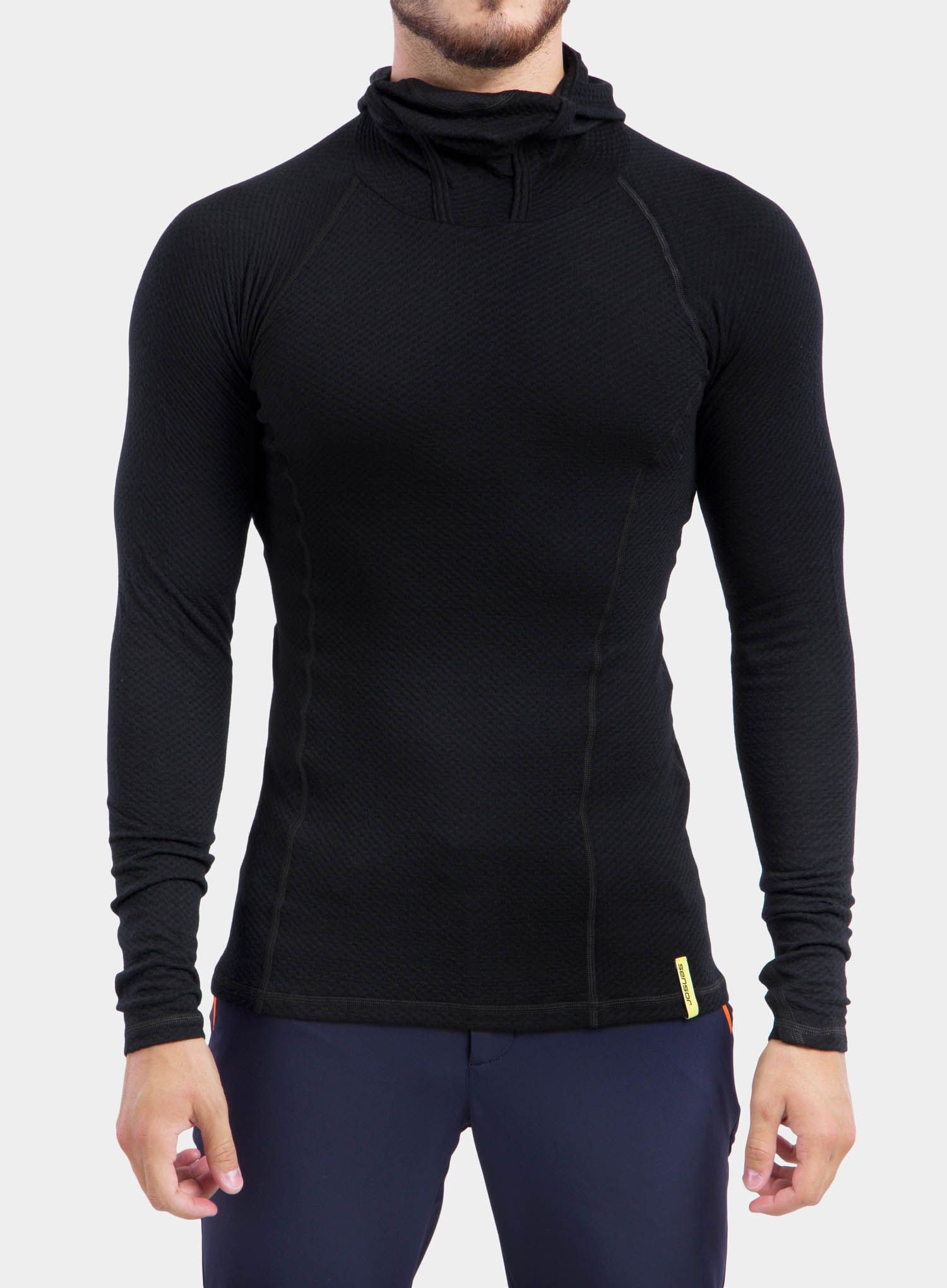Termo flis jopa Sensor Merino DF Tee L/S Hooded - black