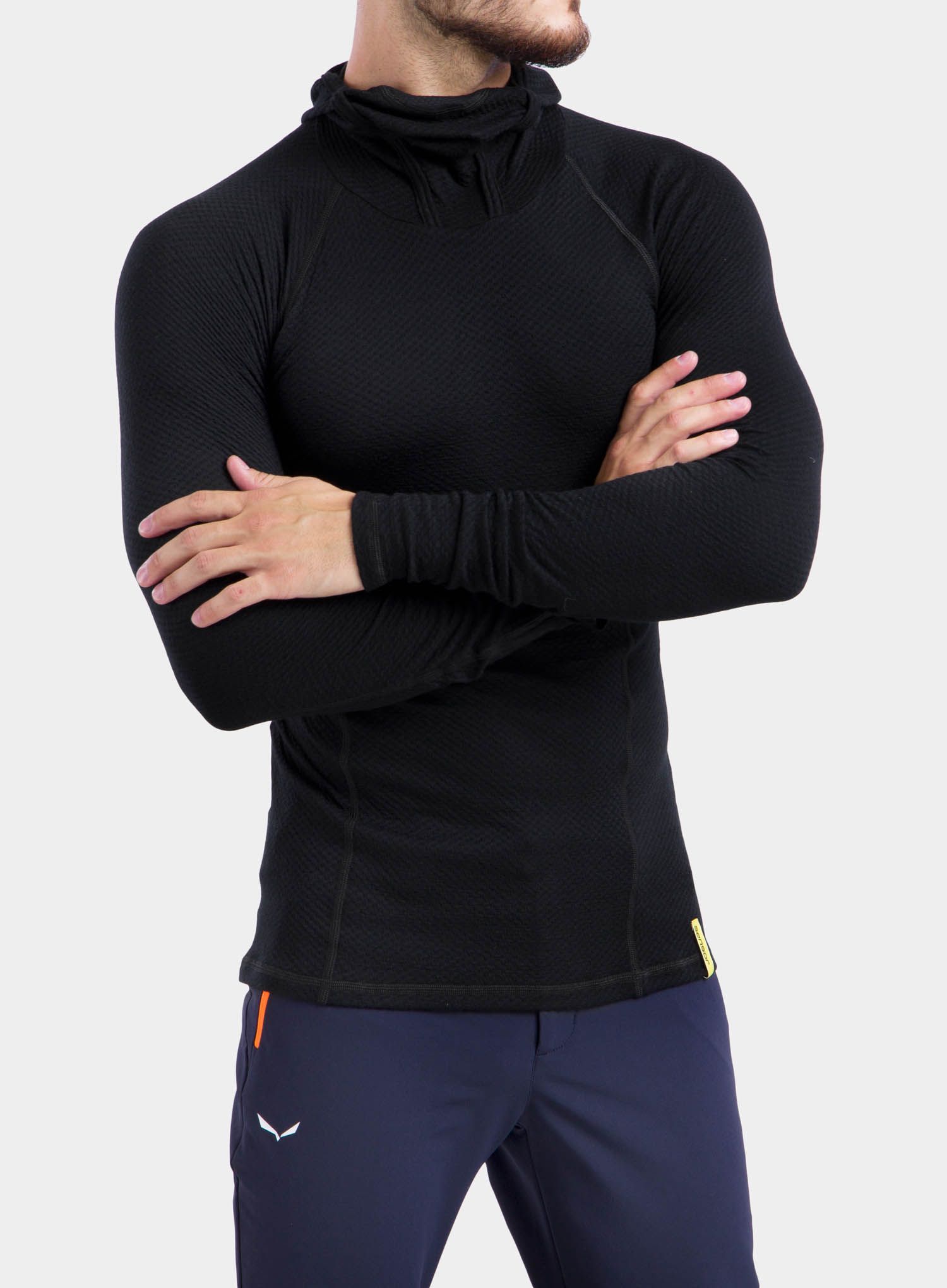 Termo flis jopa Sensor Merino DF Tee L/S Hooded - black