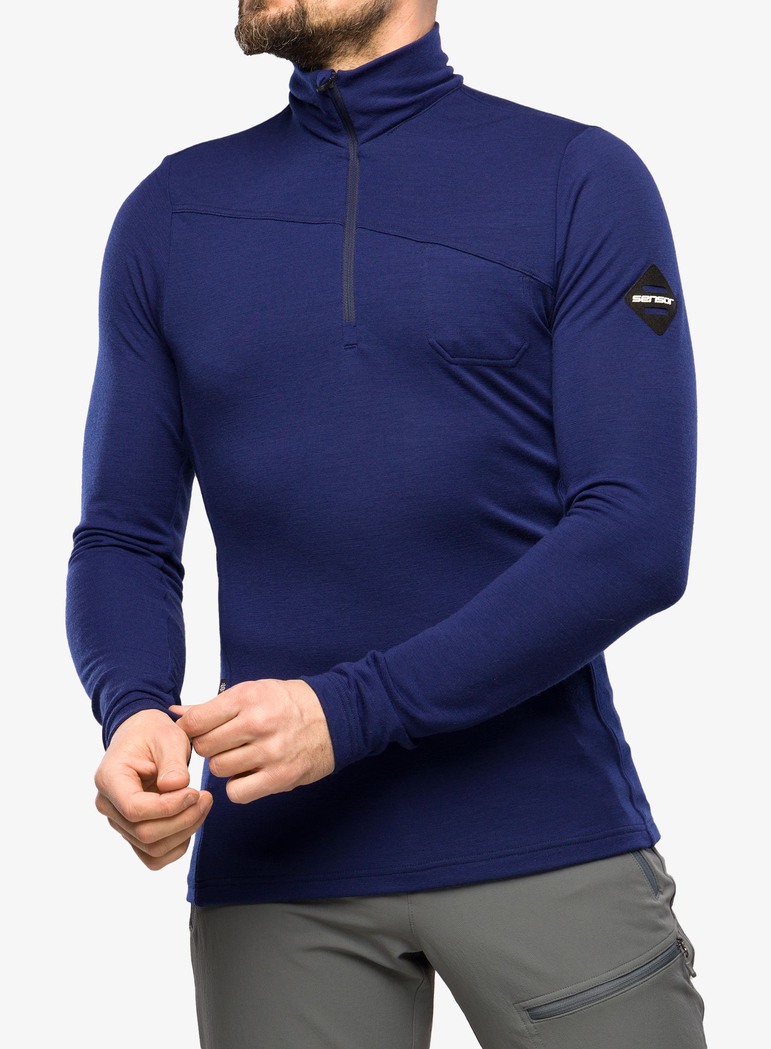 Moška jopica Sensor Merino Extreme Tee L/S Zip - deep blue