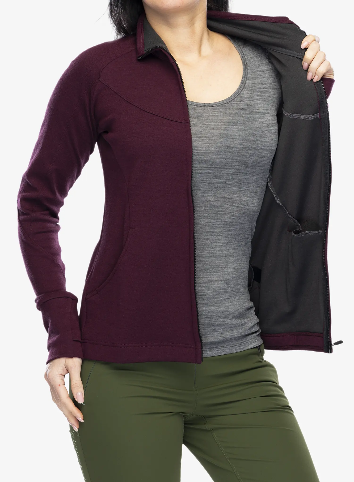 Jopica Sensor Merino Upper Fleece Full Zip - port red