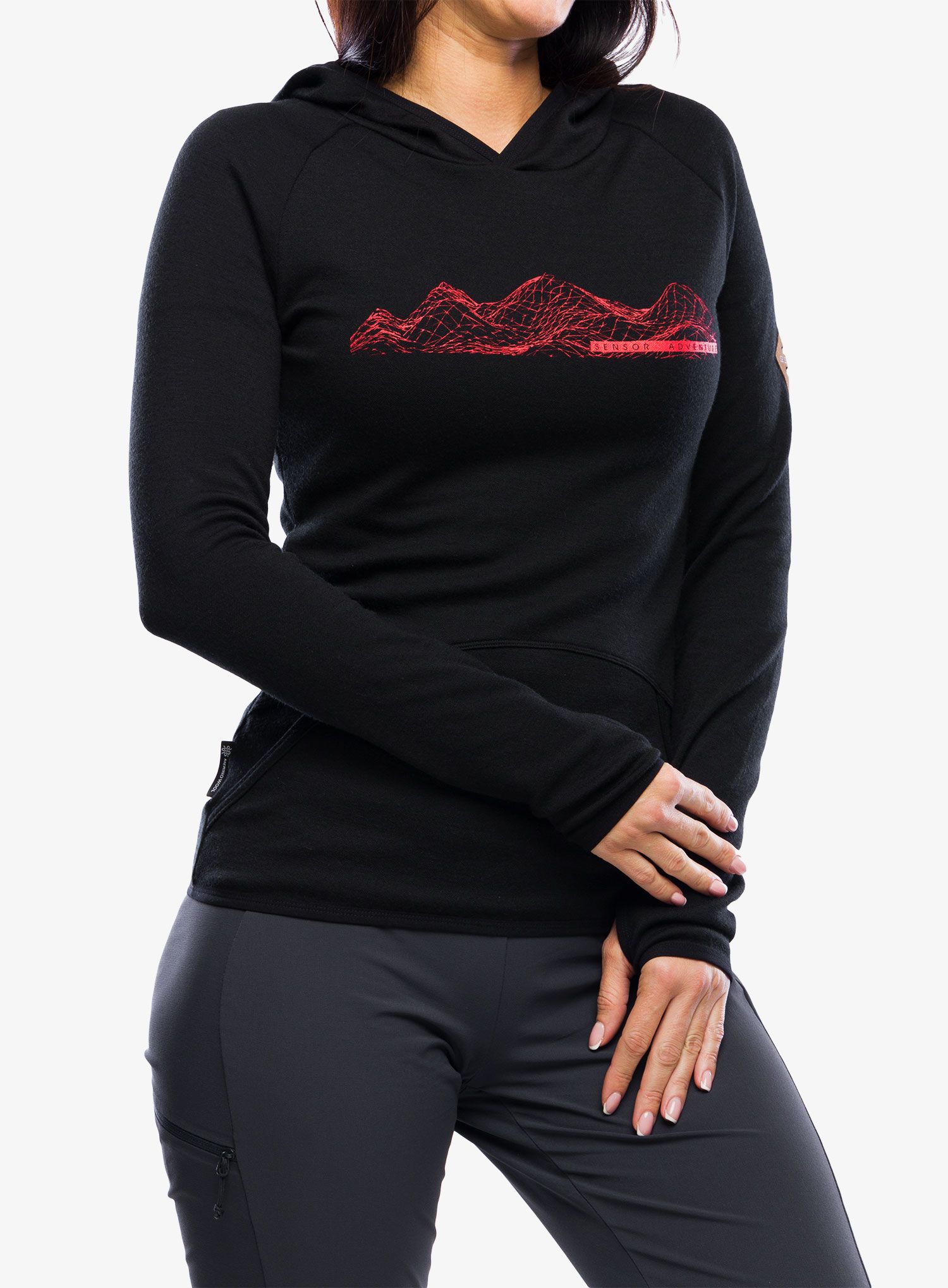 Jopica Sensor Merino Upper Fleece Hooded - black mountains