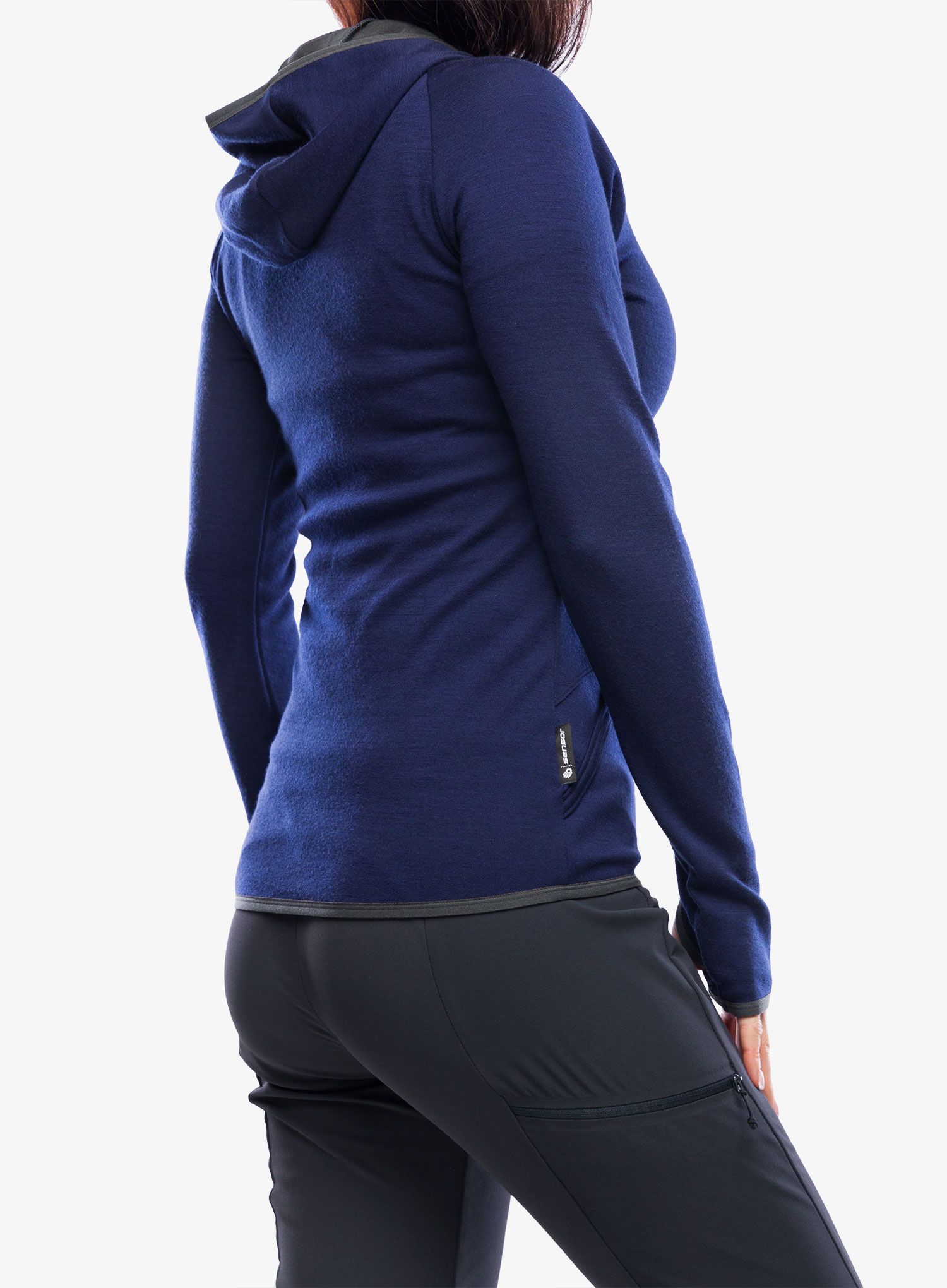Jopica Sensor Merino Upper Fleece Hooded - deep blue arrows