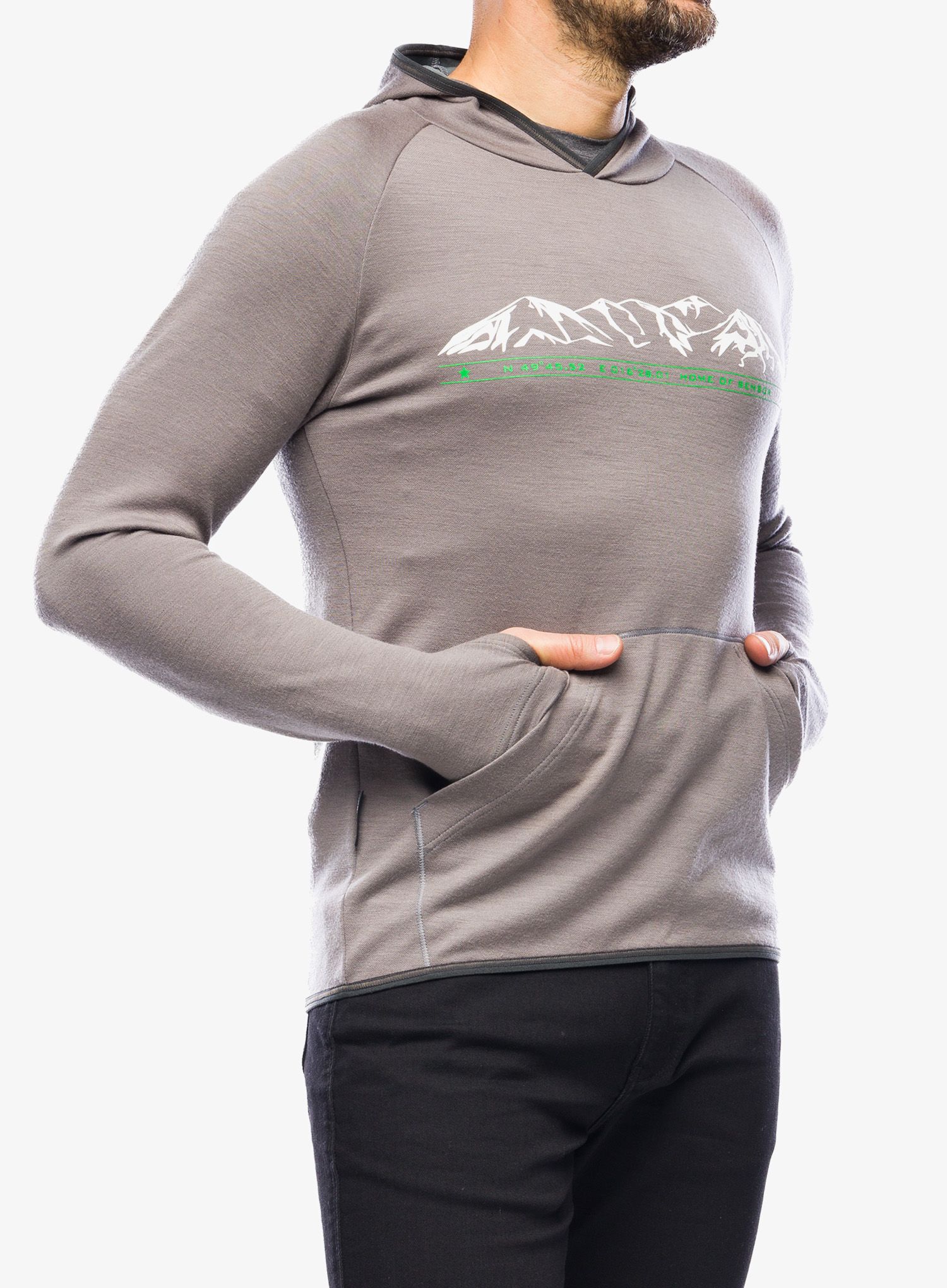 Jopica s kapuco Sensor Merino Upper Fleece Hooded - grey mountains