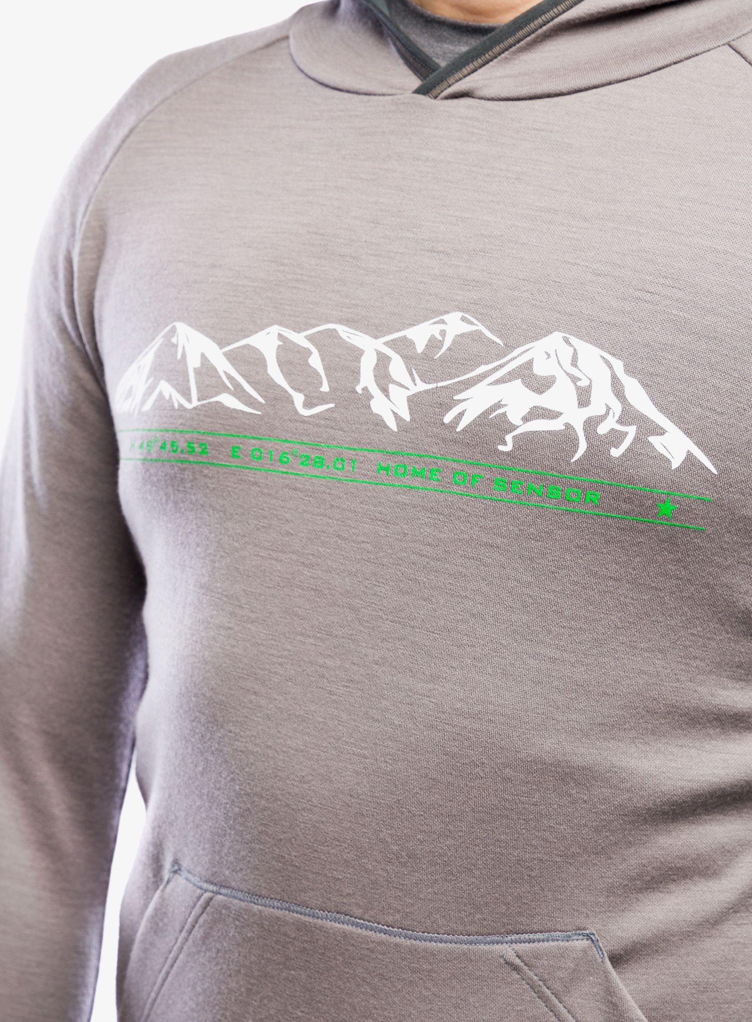 Jopica s kapuco Sensor Merino Upper Fleece Hooded - grey mountains