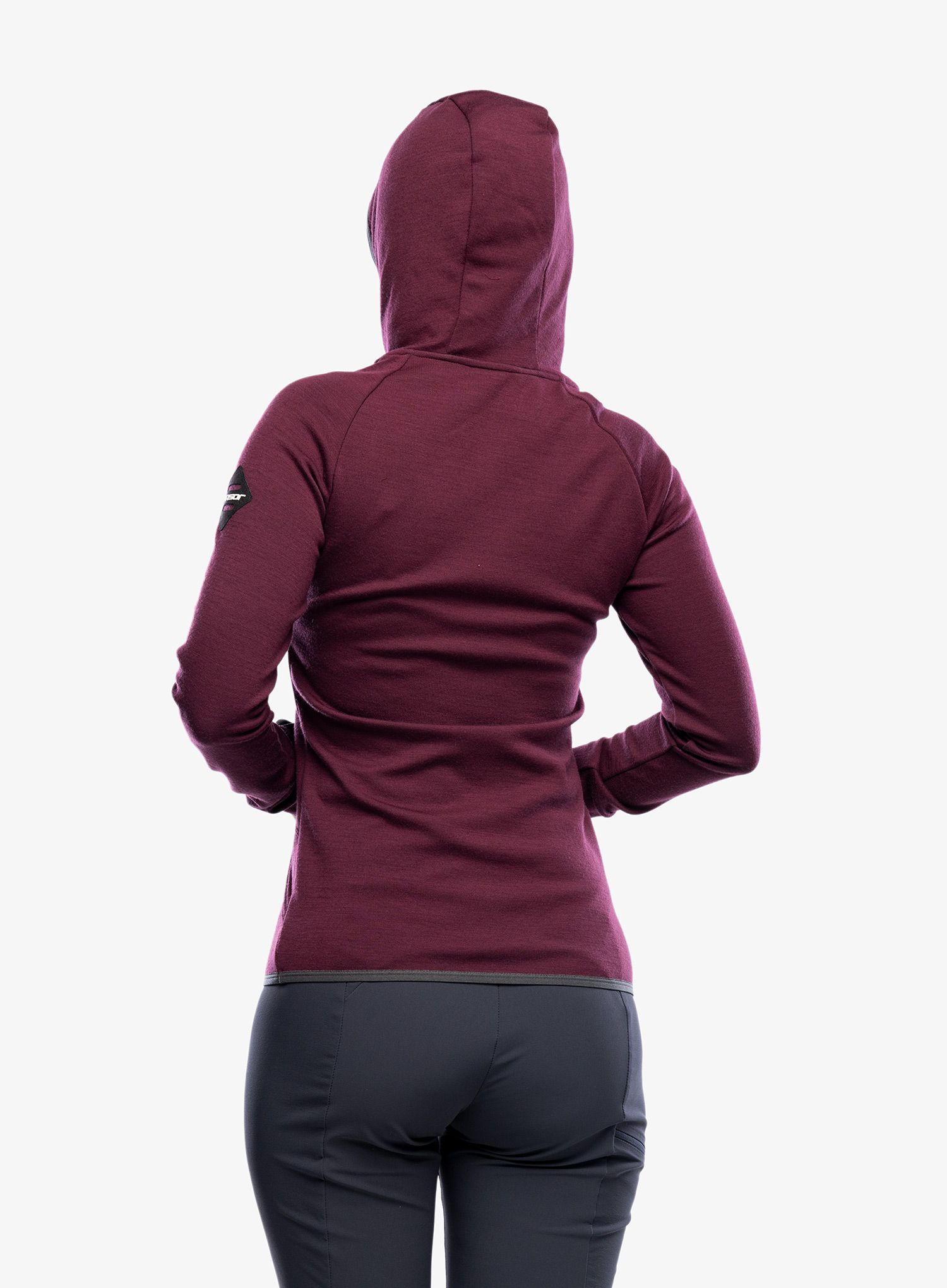 Ženska jopa s kapuco Sensor Merino Up Fleece Hooded - port red fox