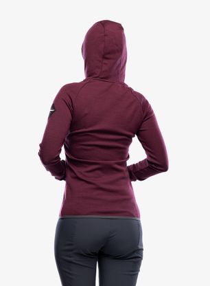 Ženska jopa s kapuco Sensor Merino Up Fleece Hooded - port red fox