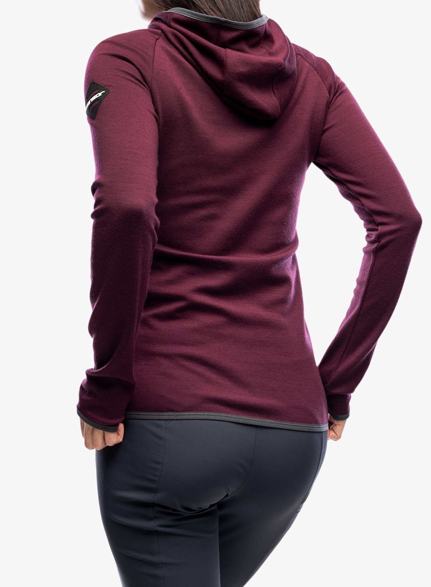 Ženska jopa s kapuco Sensor Merino Up Fleece Hooded - port red fox