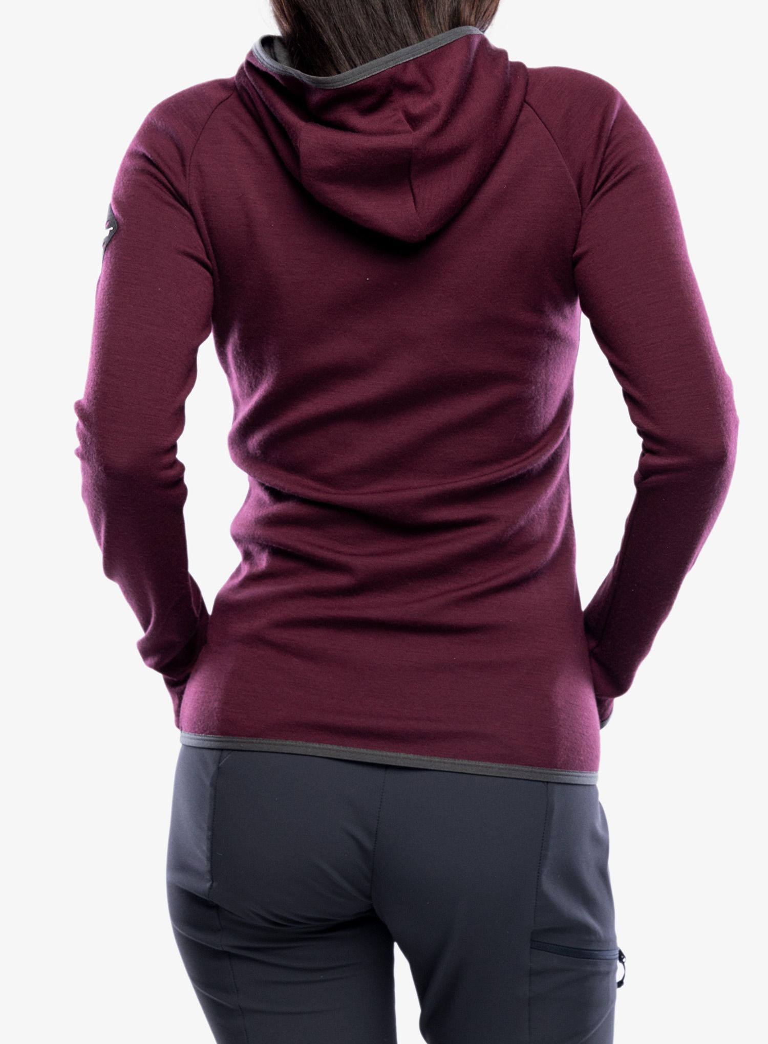 Ženska jopa s kapuco Sensor Merino Up Fleece Hooded - port red fox