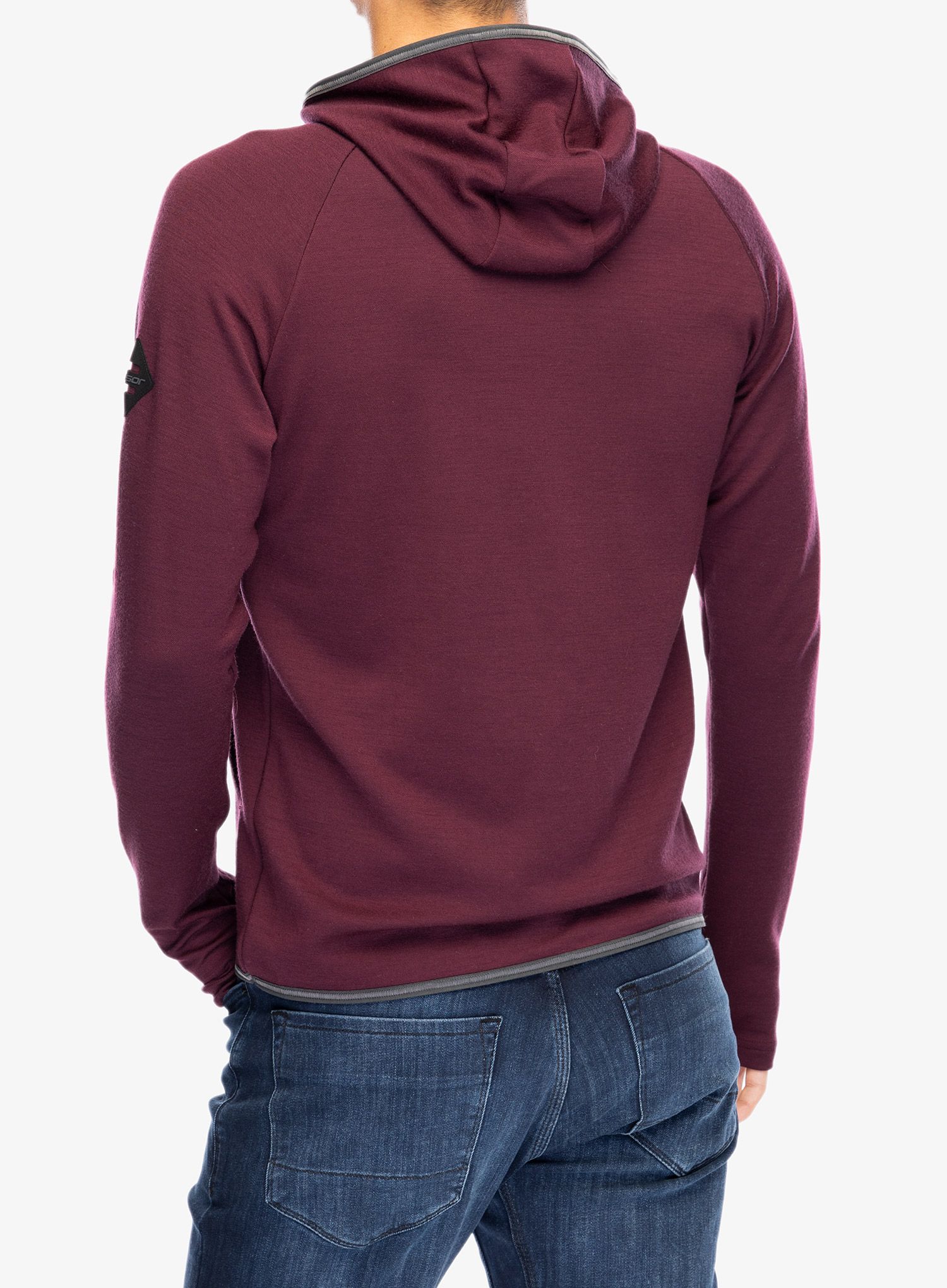 Jopica s kapuco Sensor Merino Upper Sweatshirt Hooded - heli port red