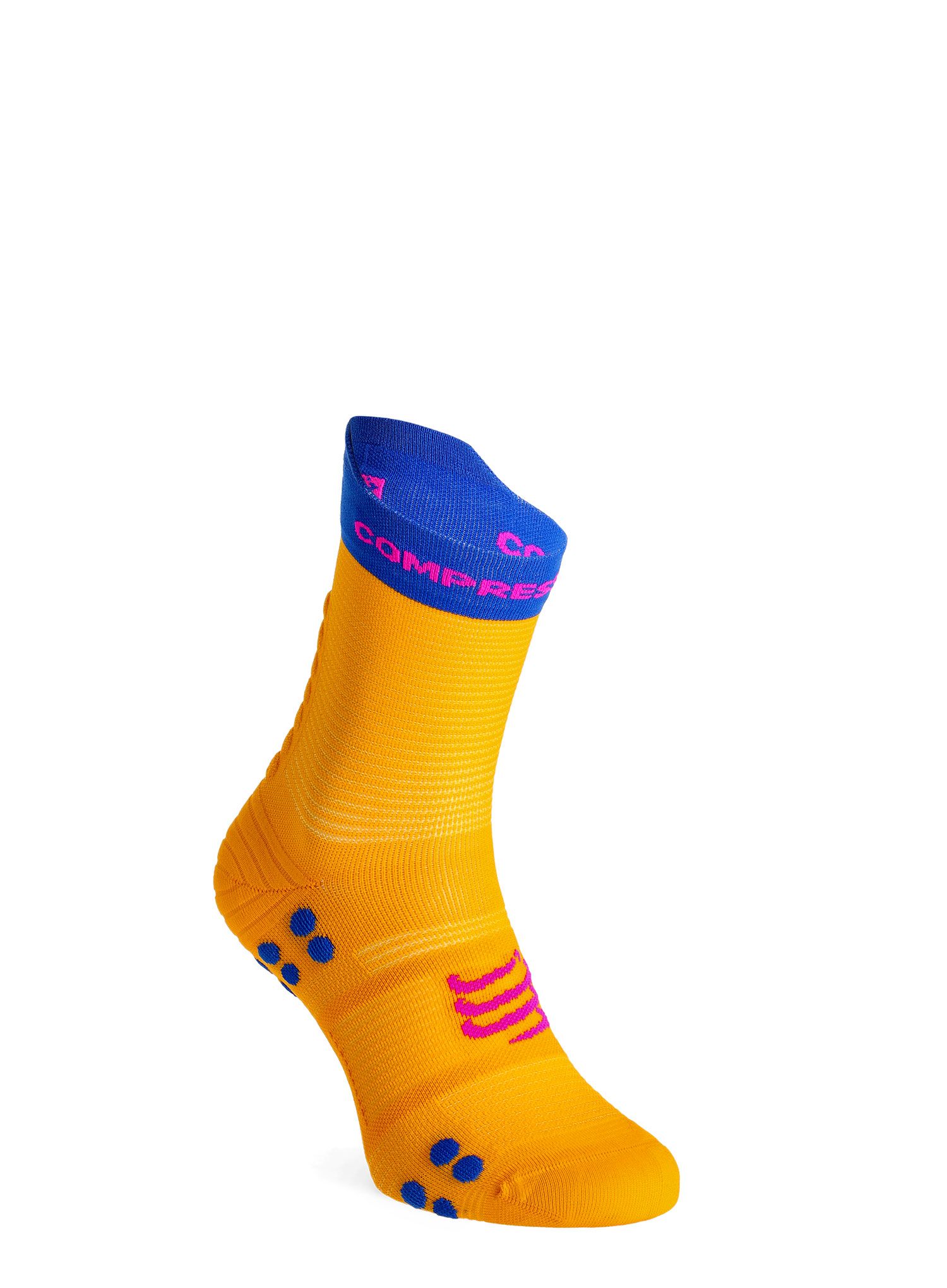 Tekaške nogavice Compressport Pro Racing Socks v4.0 Run High - saffron/dazz blue