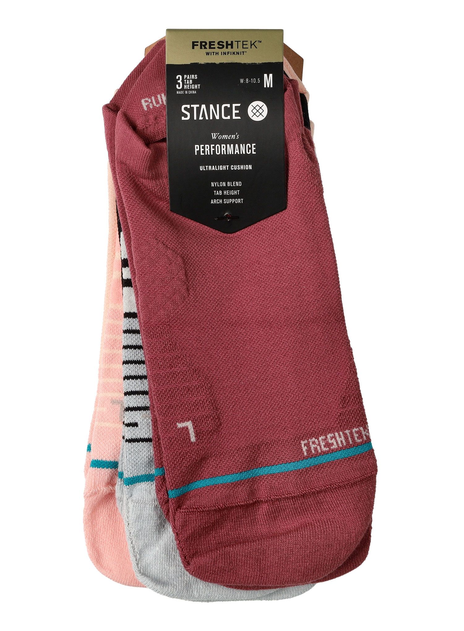 Ženske tekaške nogavice Stance Circuit 3 Pack - rebelrose