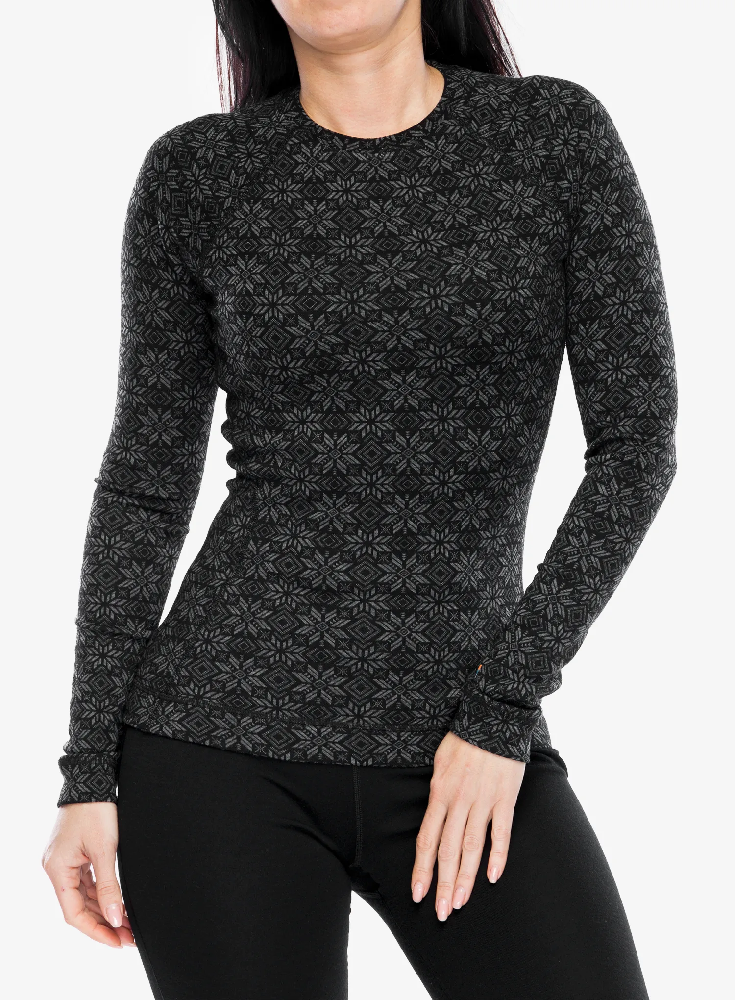 Ženska termo flis jopa SmartWool Merino 250 Baselayer Crew - black digi snow