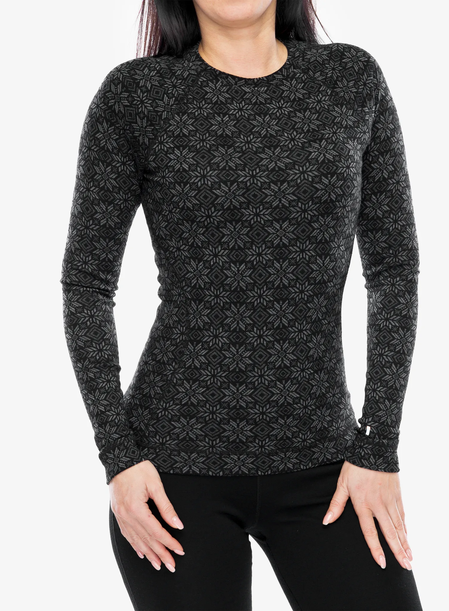 Ženska termo flis jopa SmartWool Merino 250 Baselayer Crew - black digi snow
