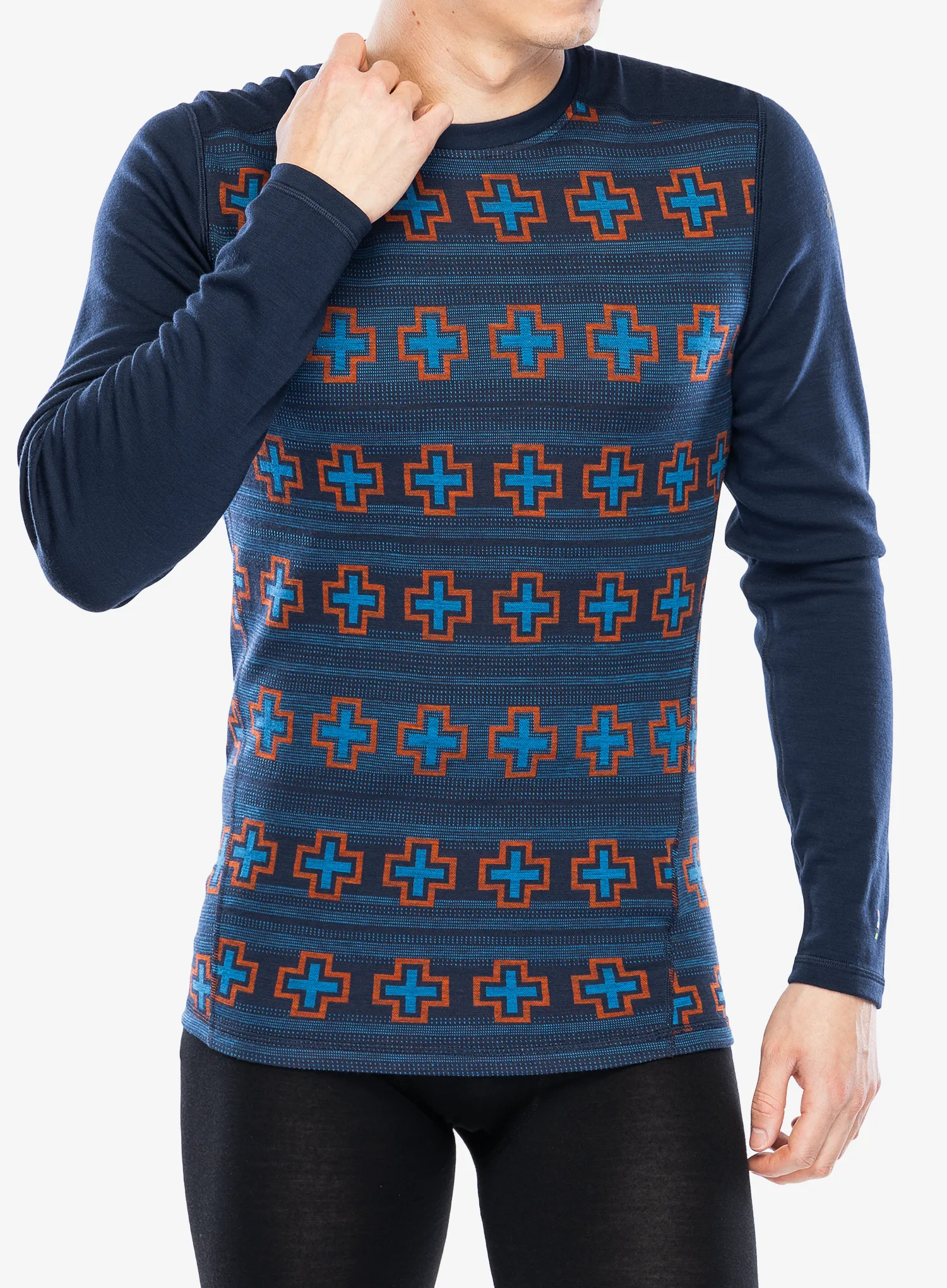 Termo flis jopa SmartWool Merino 250 Baselayer Crew - deep navy paths crossed