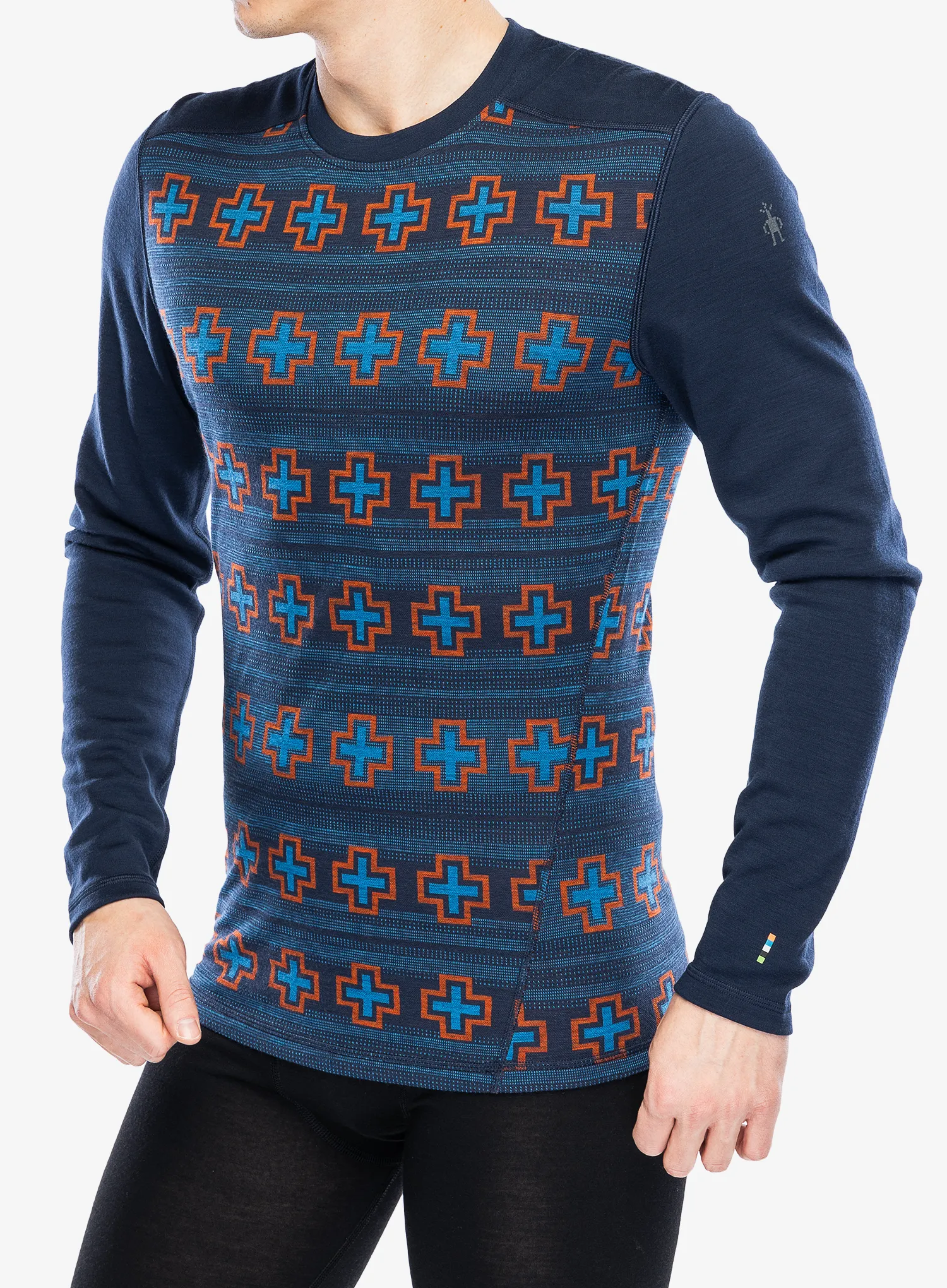 Termo flis jopa SmartWool Merino 250 Baselayer Crew - deep navy paths crossed
