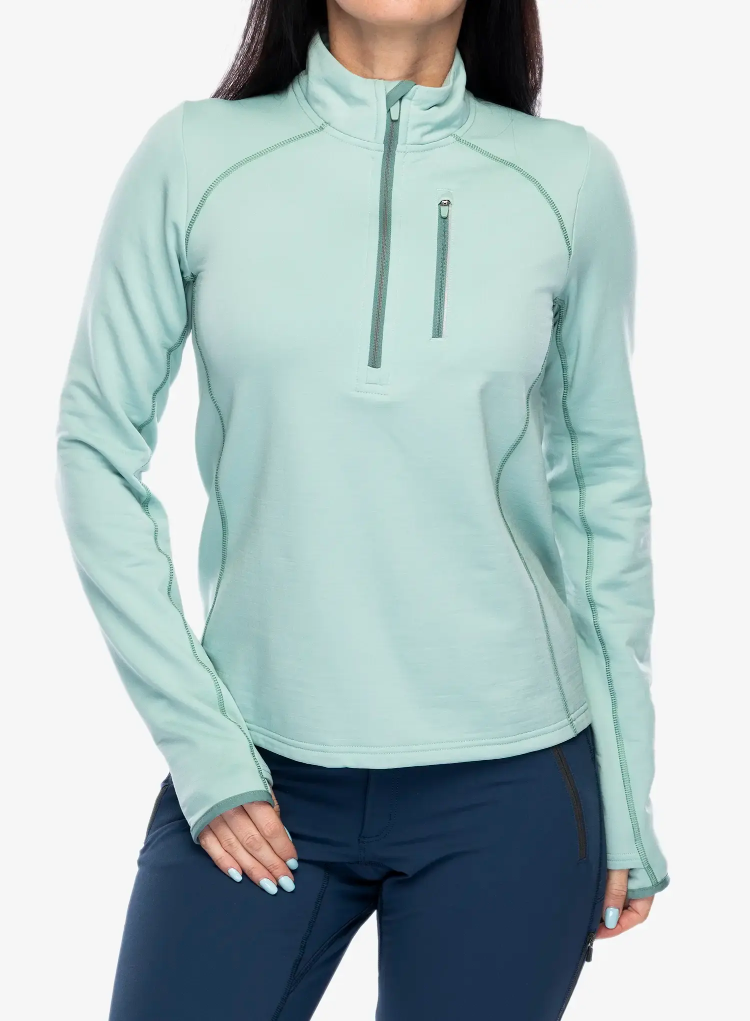 Ženska jopica Smartwool Active Fleece 1/2 Zip - arctic green