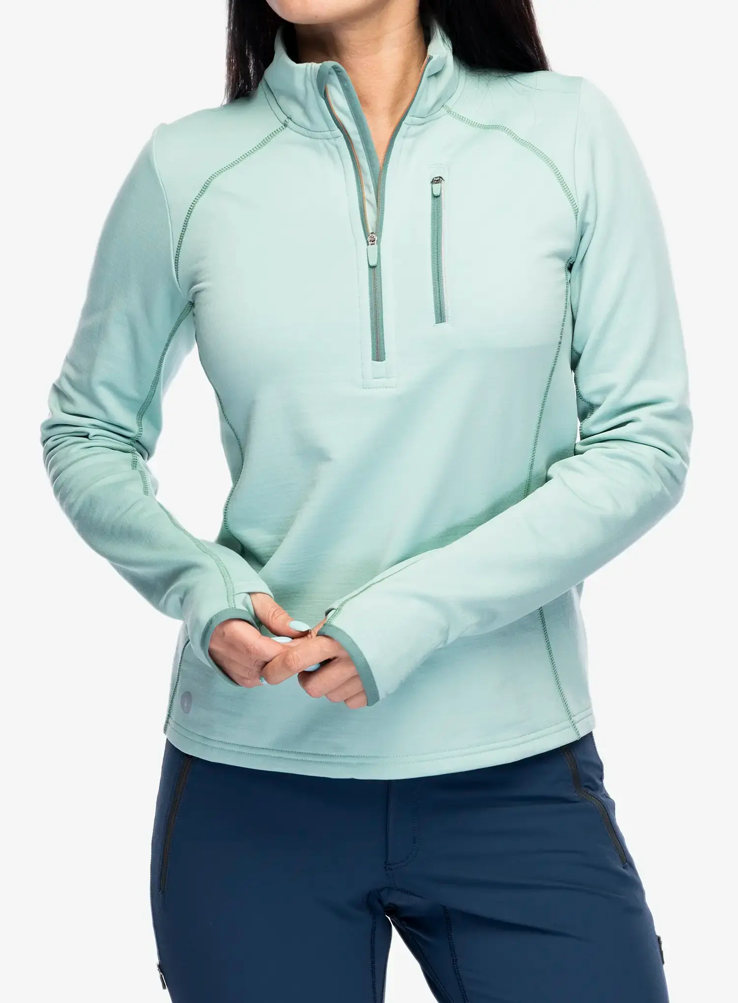 Ženska jopica Smartwool Active Fleece 1/2 Zip - arctic green