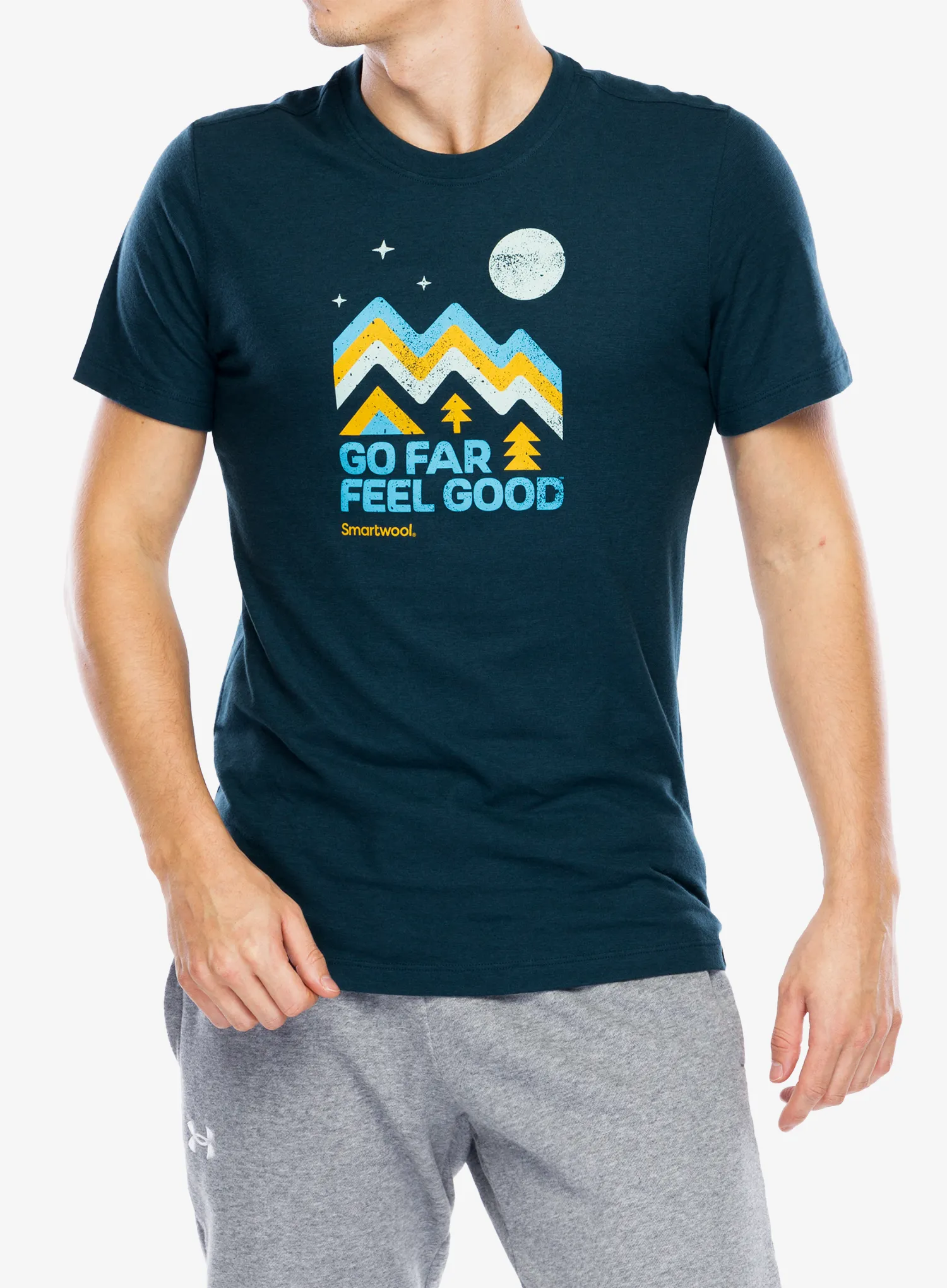 Majica s potiskom Smartwool Alpine Sky Graphic Short Sleeve Tee Slim Fit - twilight blue